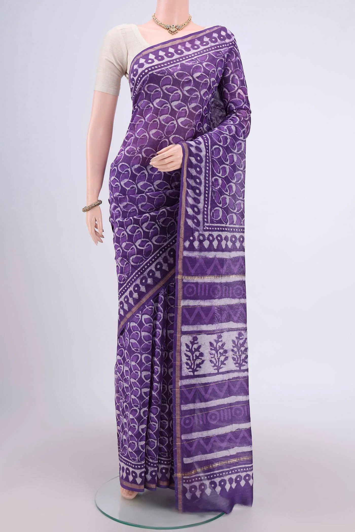 Lavender Chanderi Silk Cotton Saree