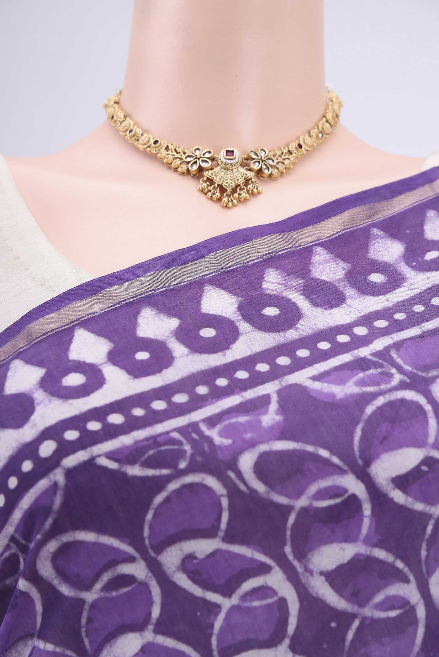 Lavender Chanderi Silk Cotton Saree - Image 2