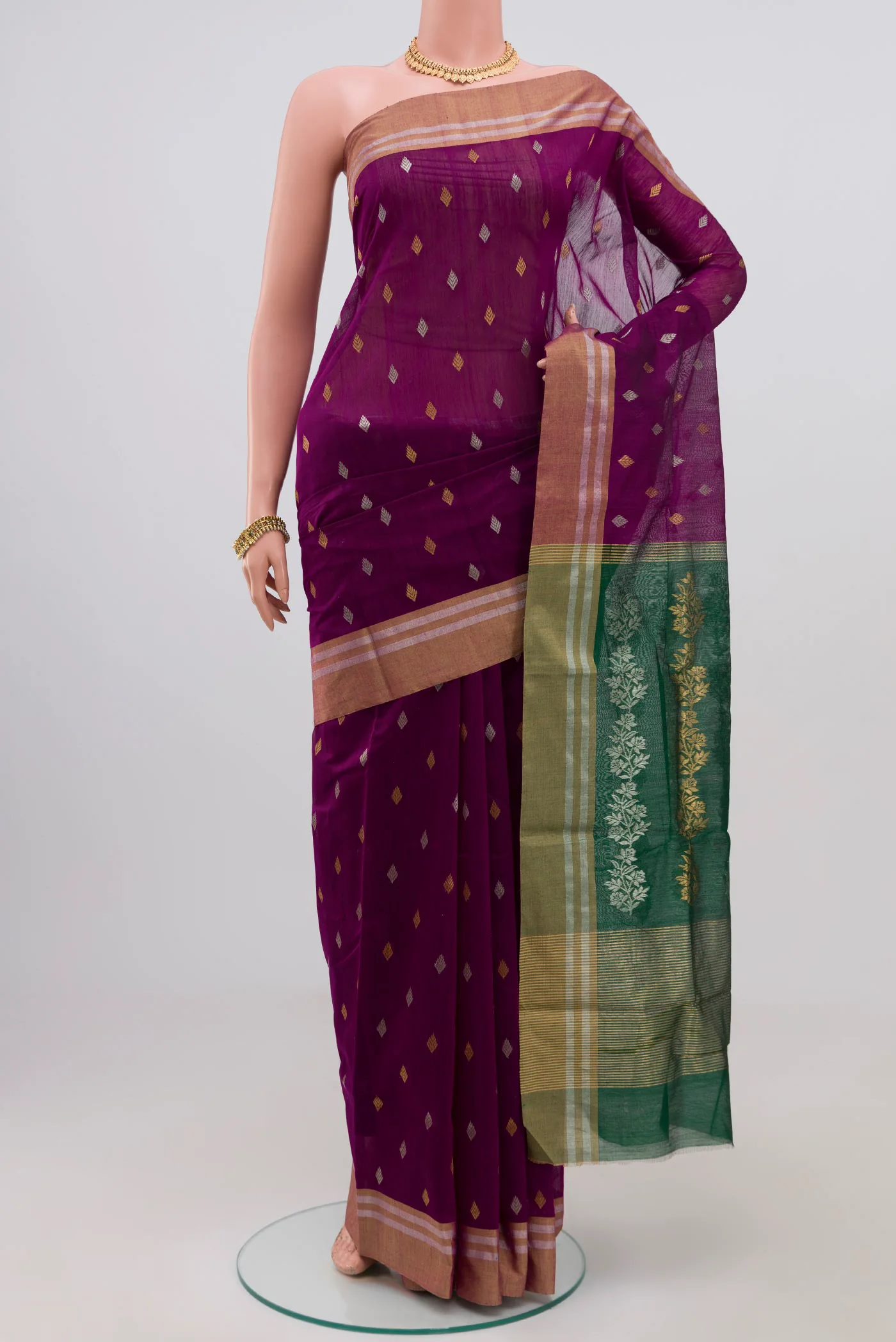 Purple Chanderi Silk Cotton Saree