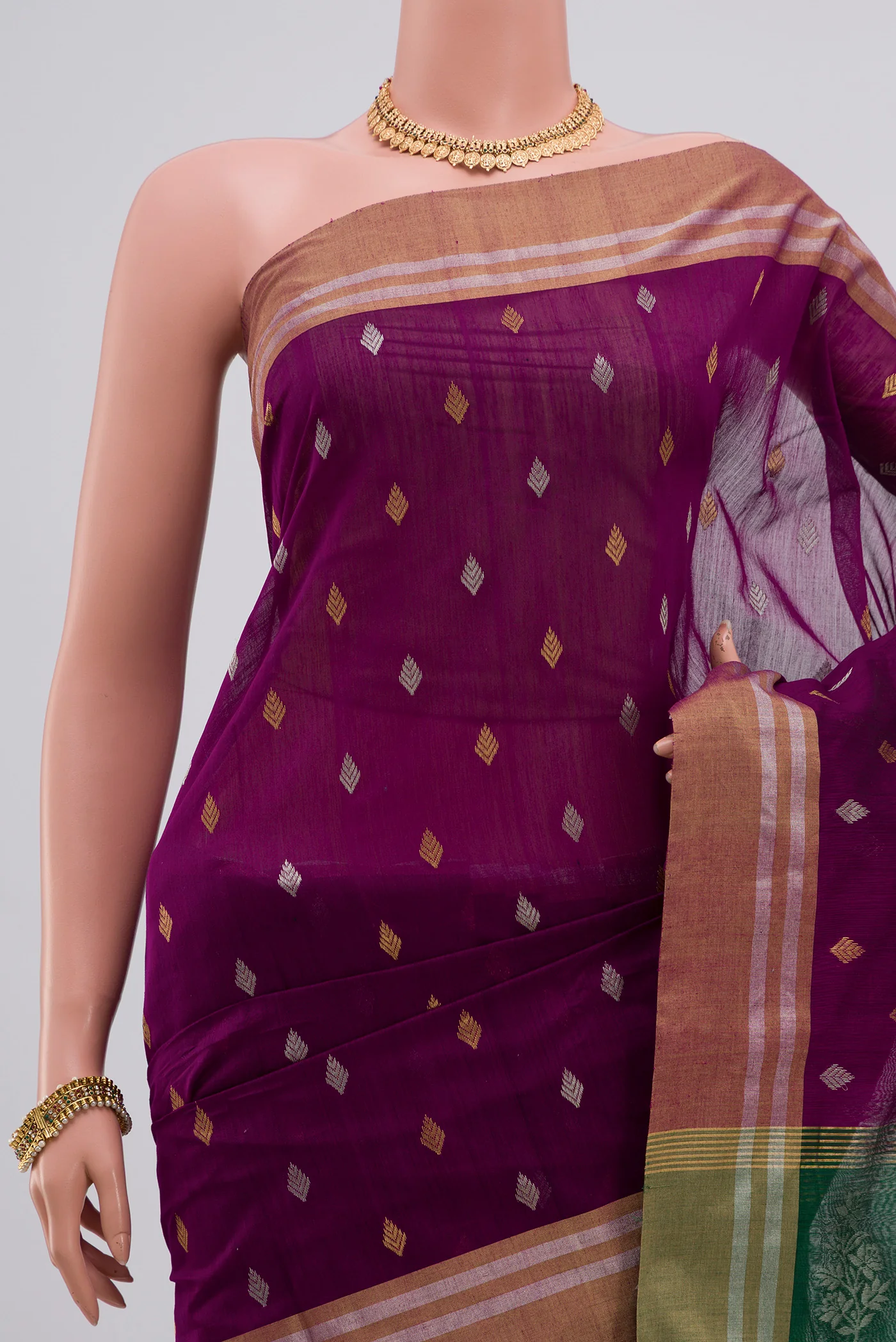 Purple Chanderi Silk Cotton Saree - Image 2