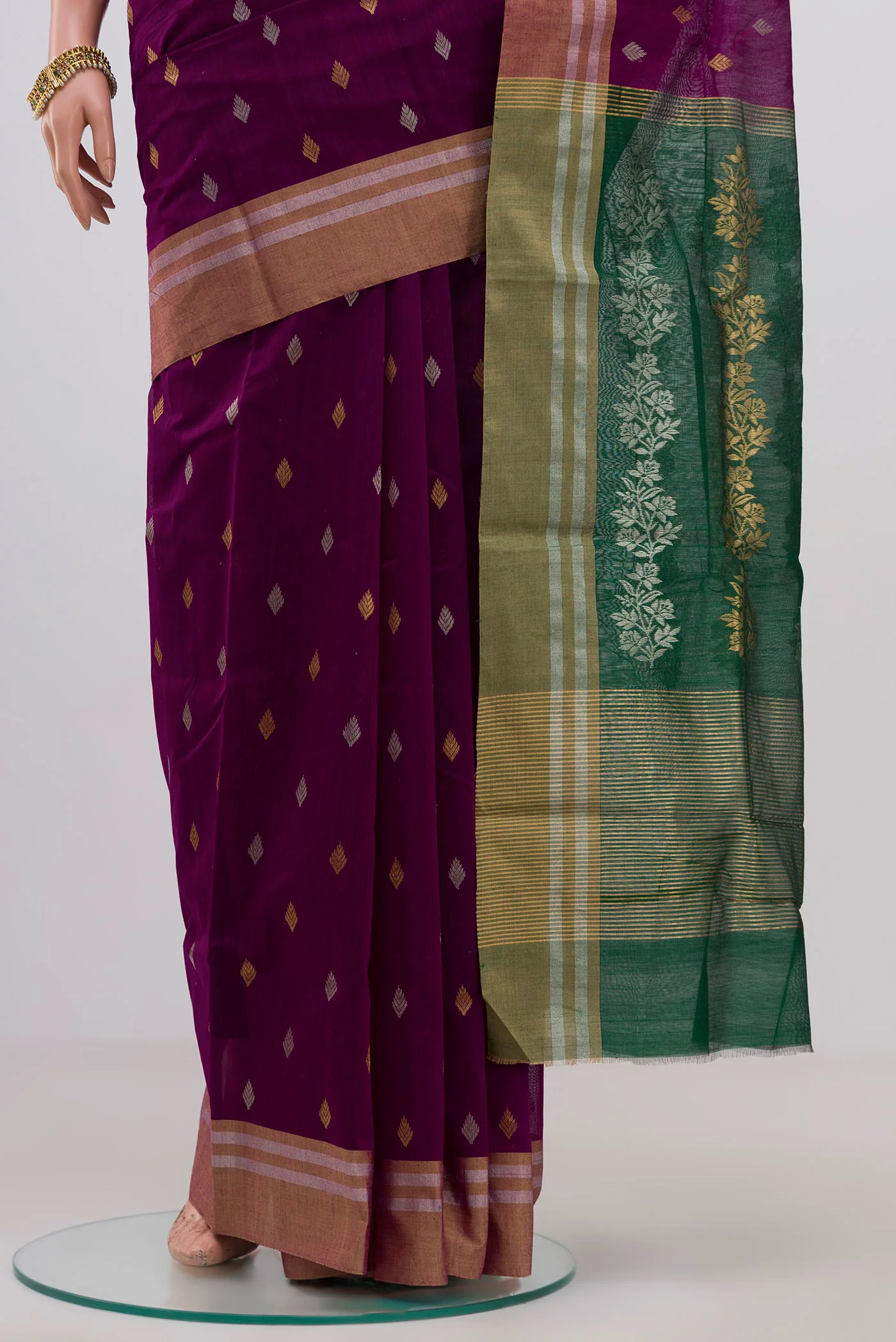 Purple Chanderi Silk Cotton Saree - Image 3