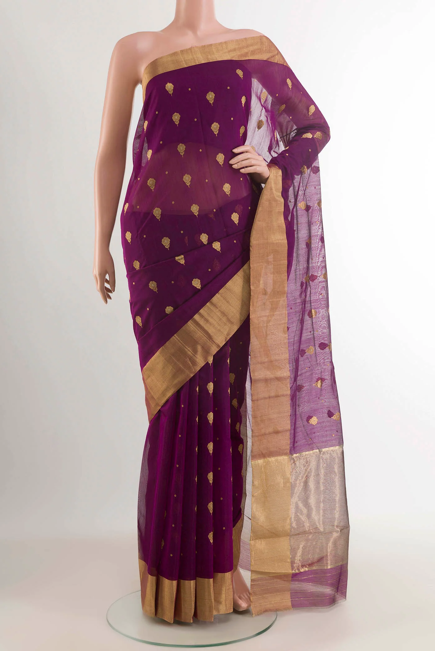 Purple Chanderi Silk Saree