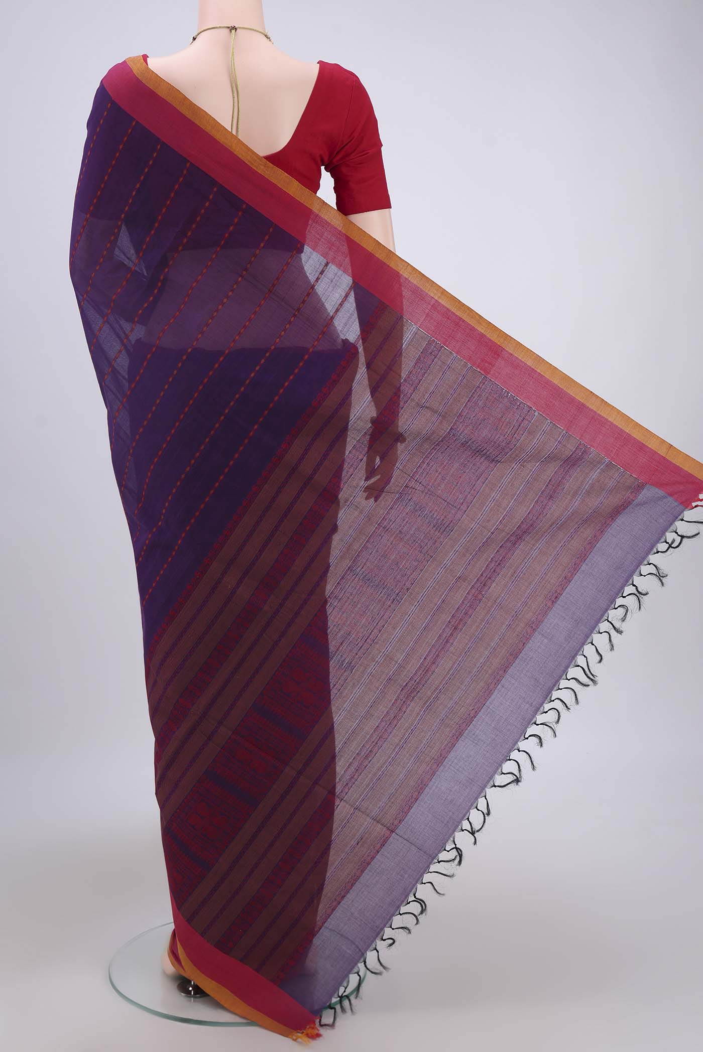 Purple Coimbatore Cotton Saree - Image 3