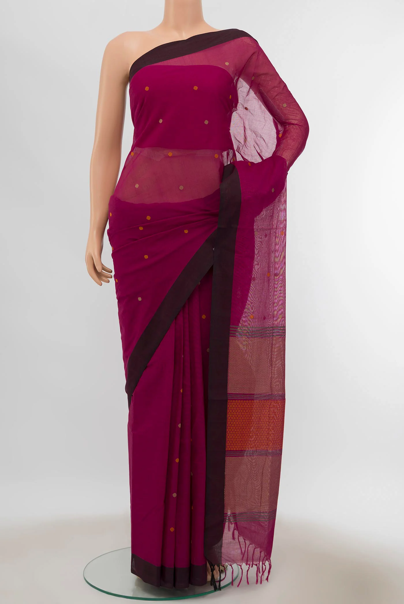 Magenta Coimbatore Cotton Saree