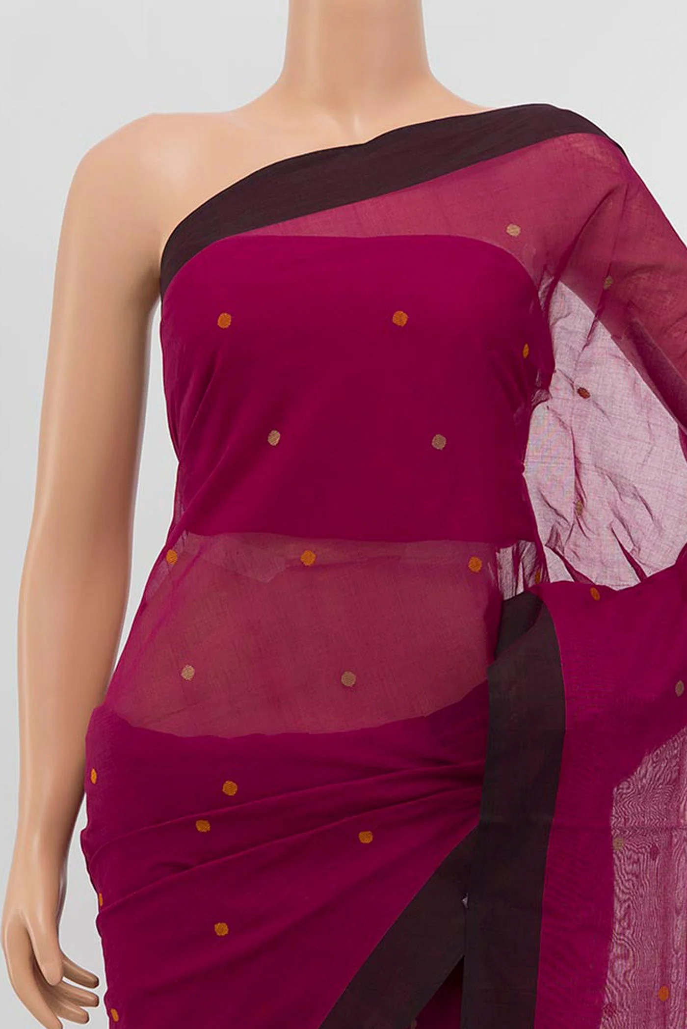 Magenta Coimbatore Cotton Saree - Image 2