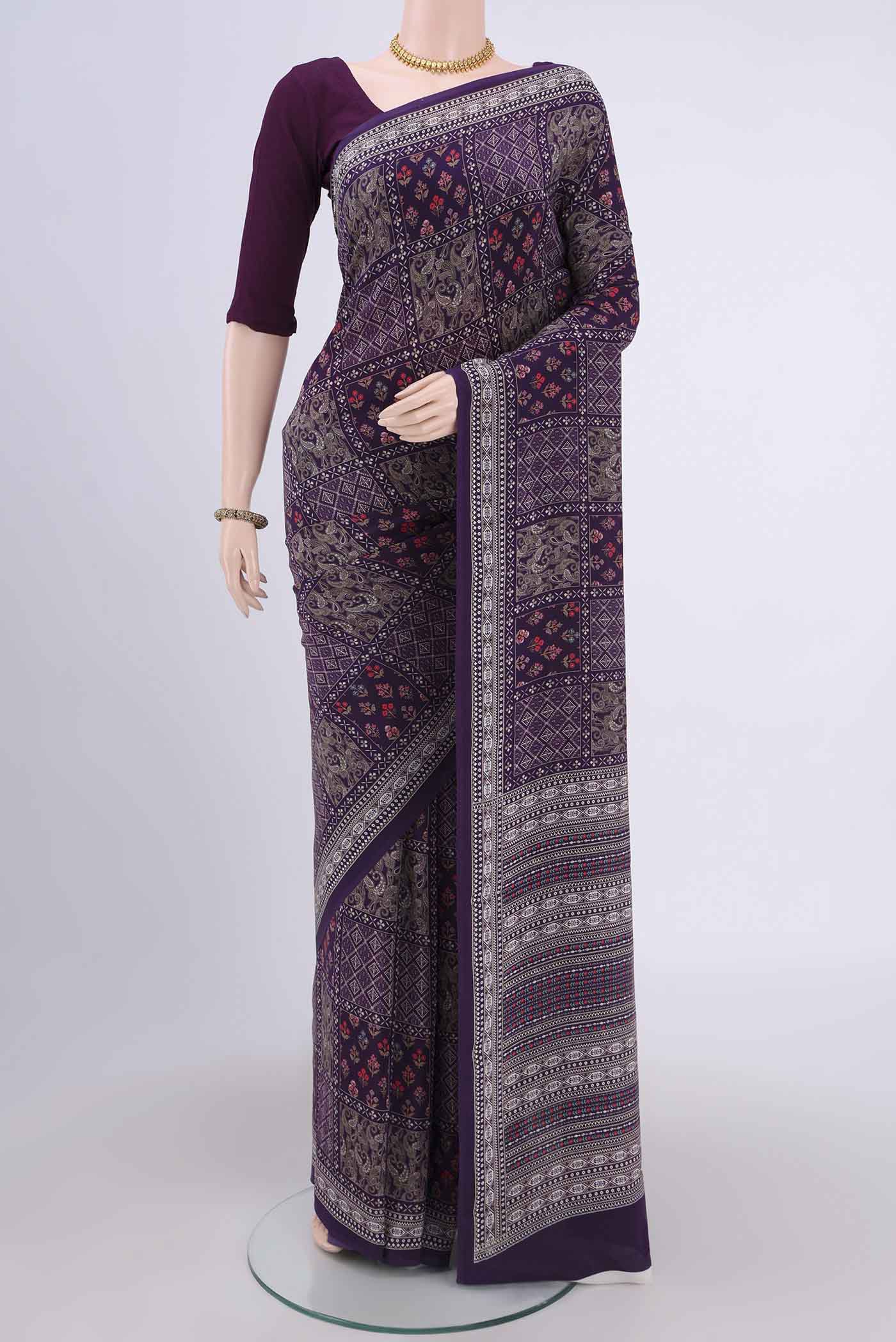 Violet Mysore Crepe Saree