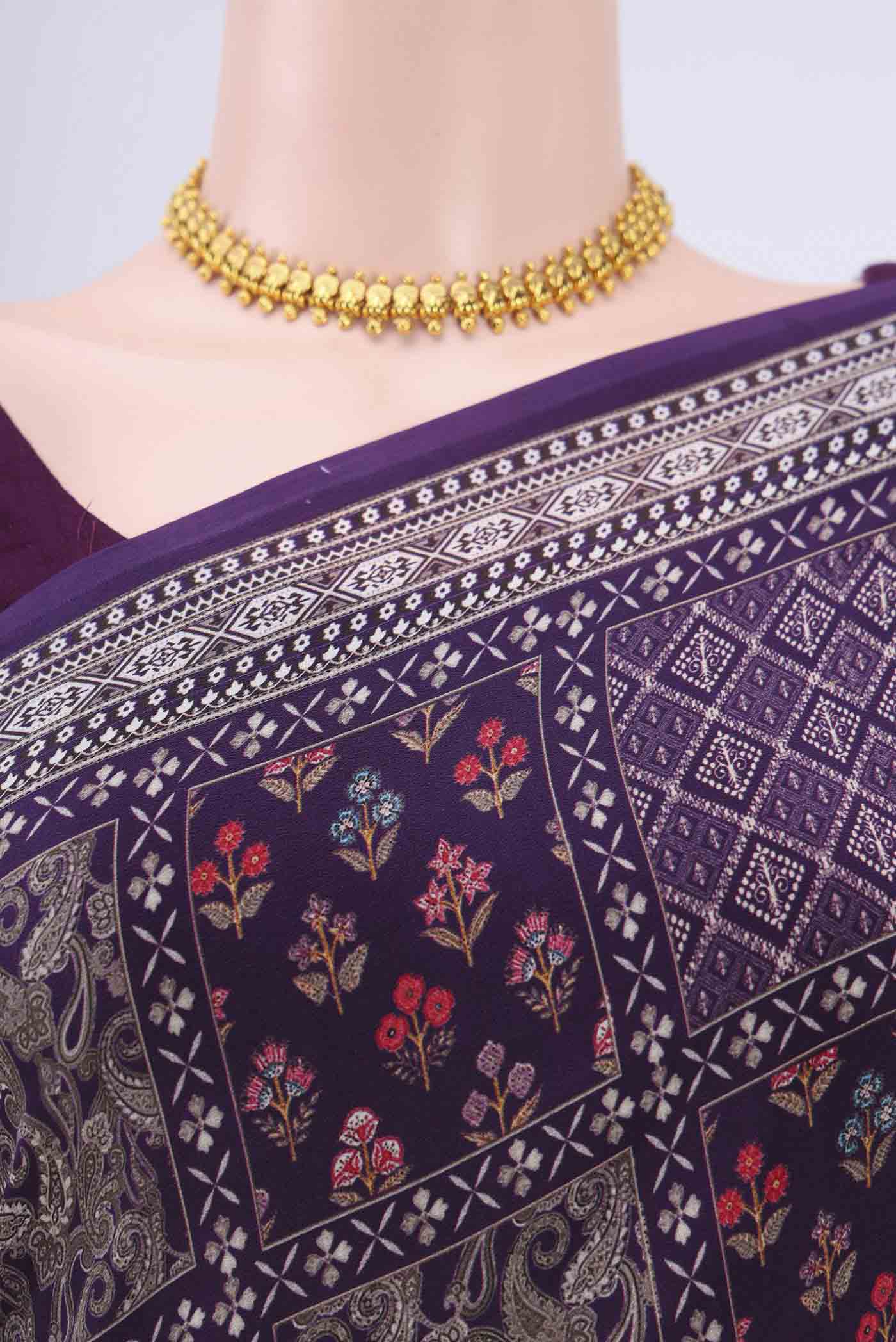 Violet Mysore Crepe Saree - Image 2