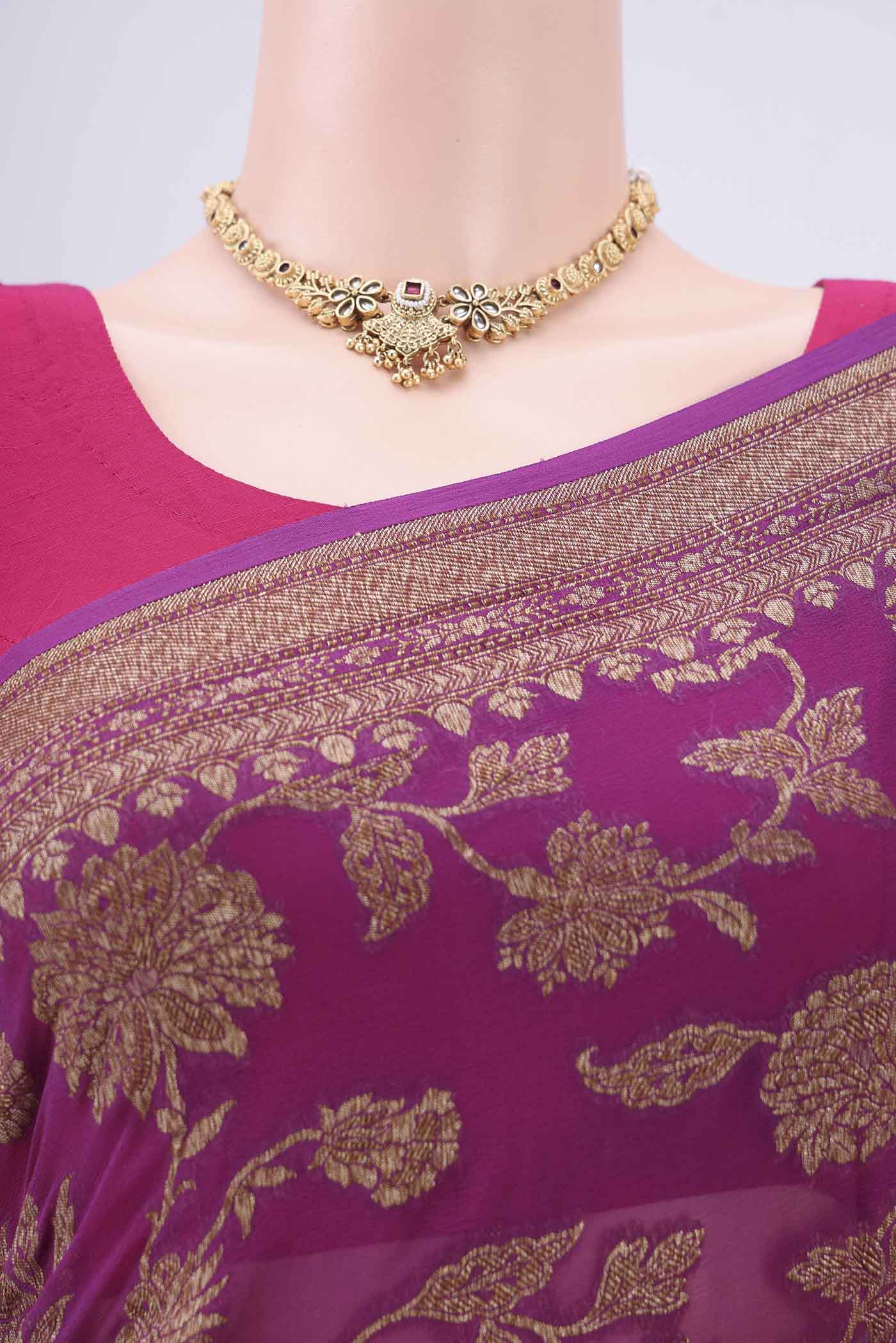 Multi Color Banarasi Georgette Saree - Image 2