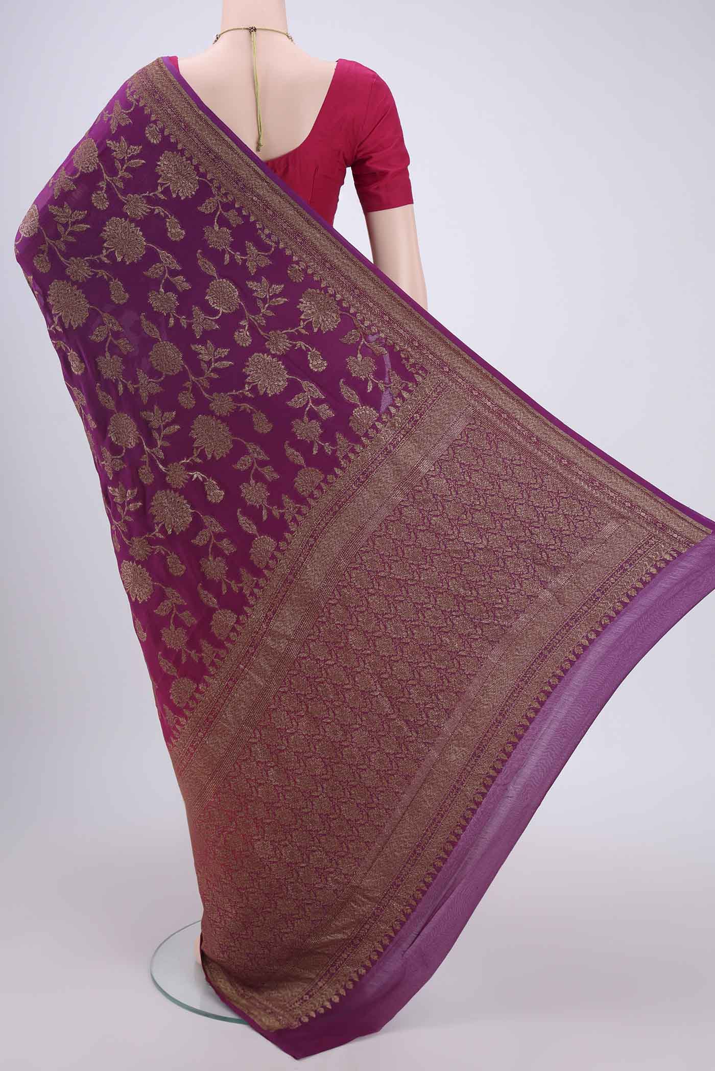 Multi Color Banarasi Georgette Saree - Image 3