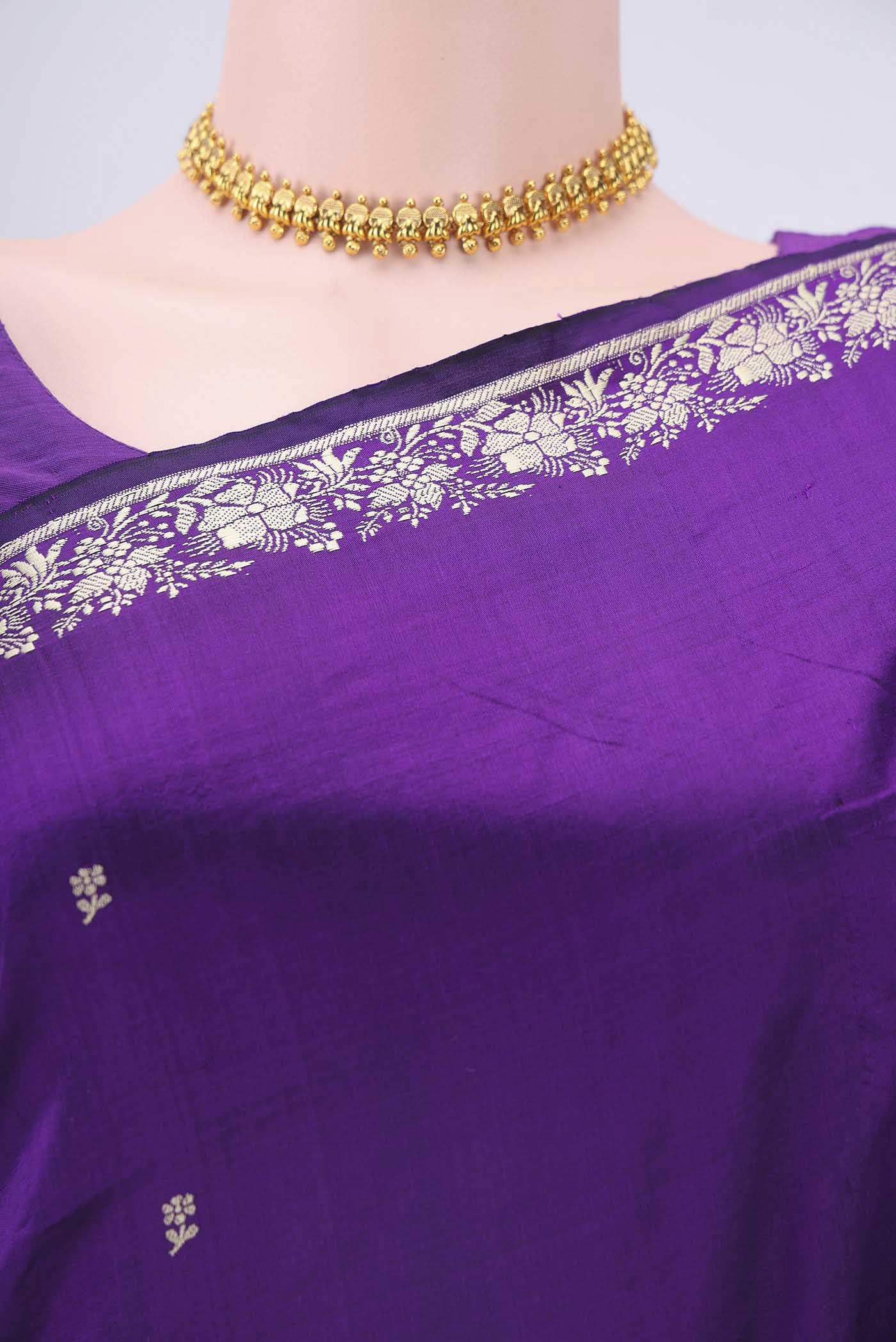 Purple Dual Tone Banarasi Katan Silk Saree - Image 2