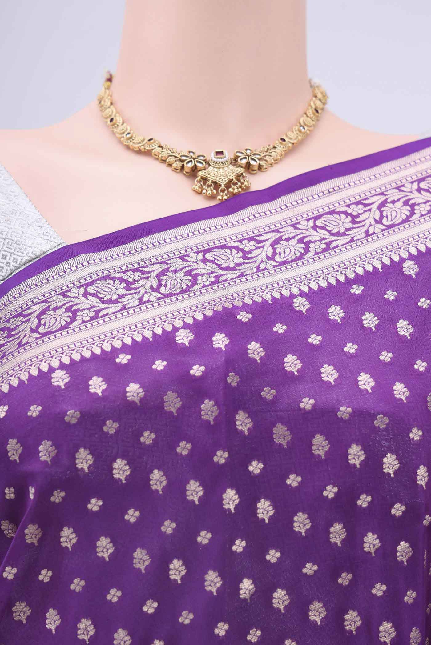 Purple Dual Tone Banarasi Silk Saree - Image 2