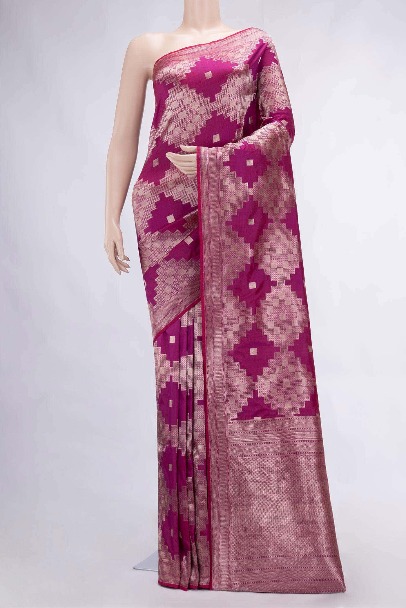 Magenta Banarasi Silk Saree