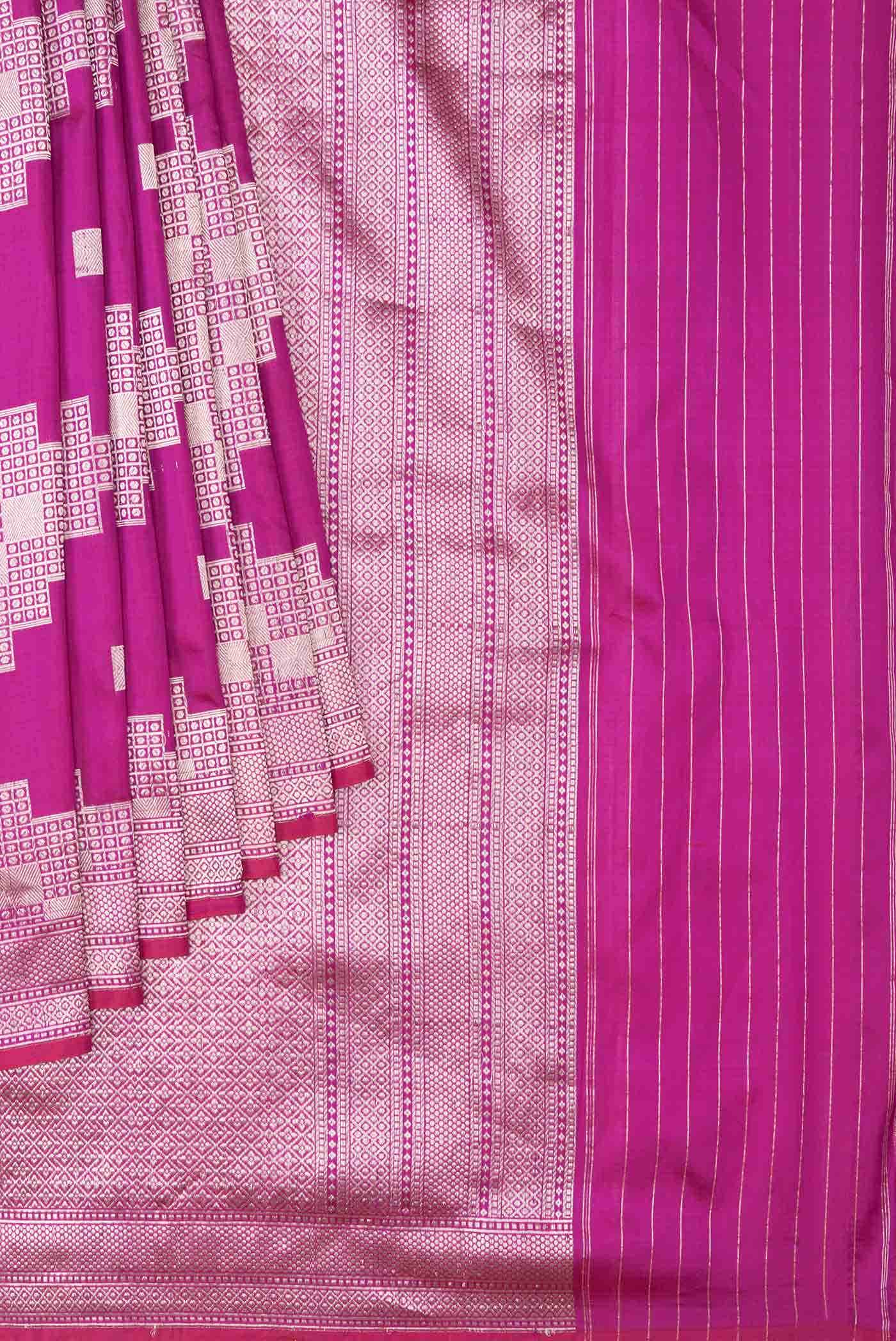 Magenta Banarasi Silk Saree - Image 2