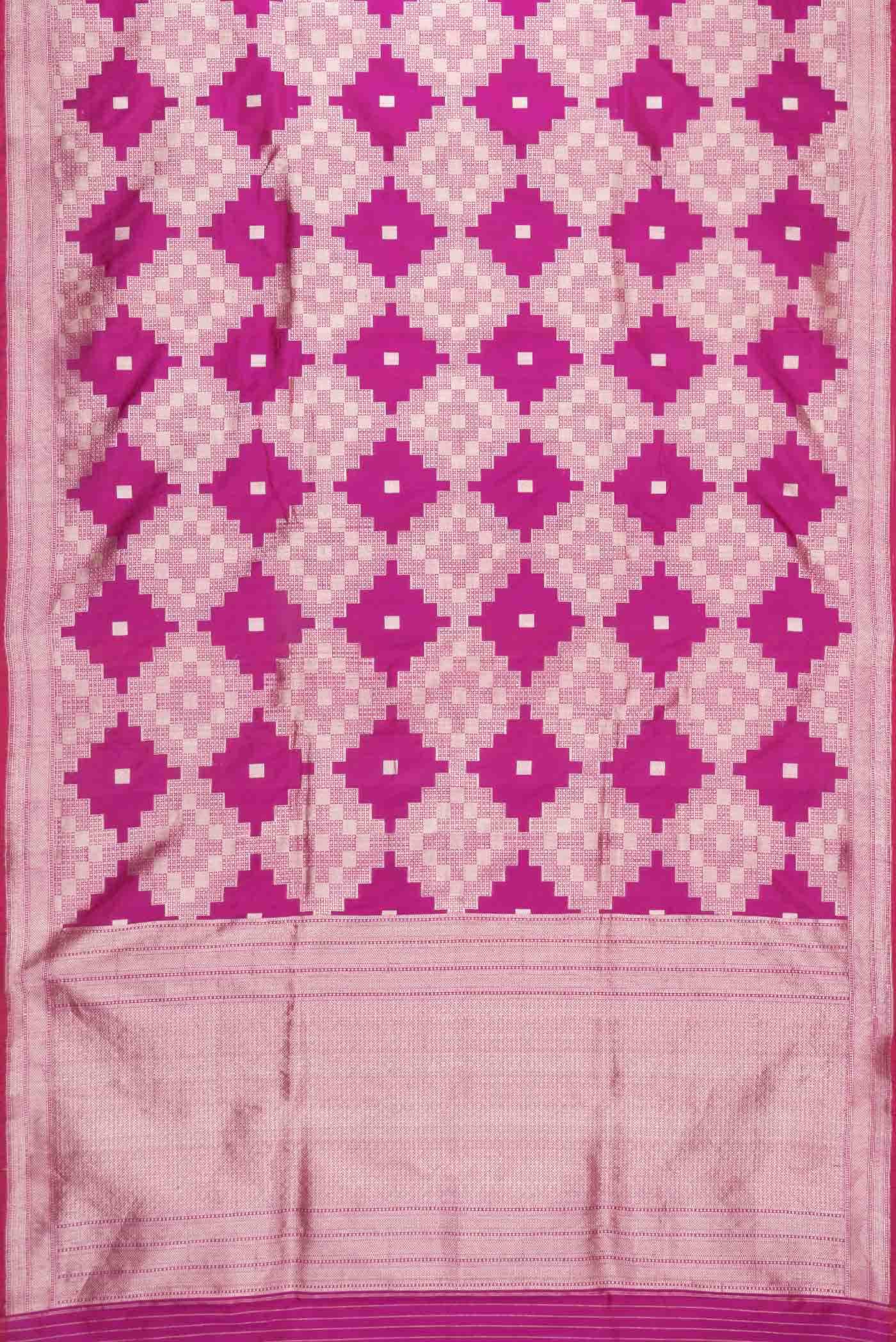 Magenta Banarasi Silk Saree - Image 4