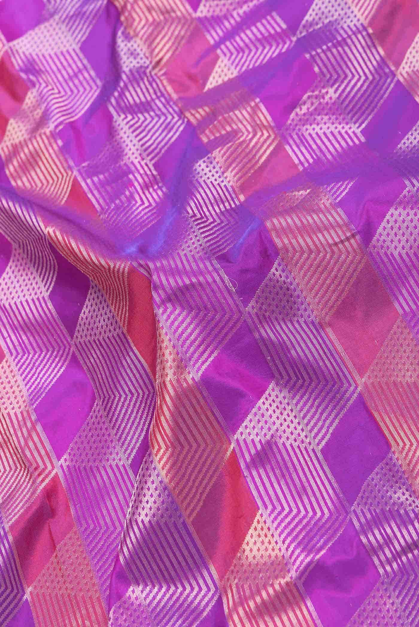 Purple Dual Tone Banarasi Silk Saree - Image 3