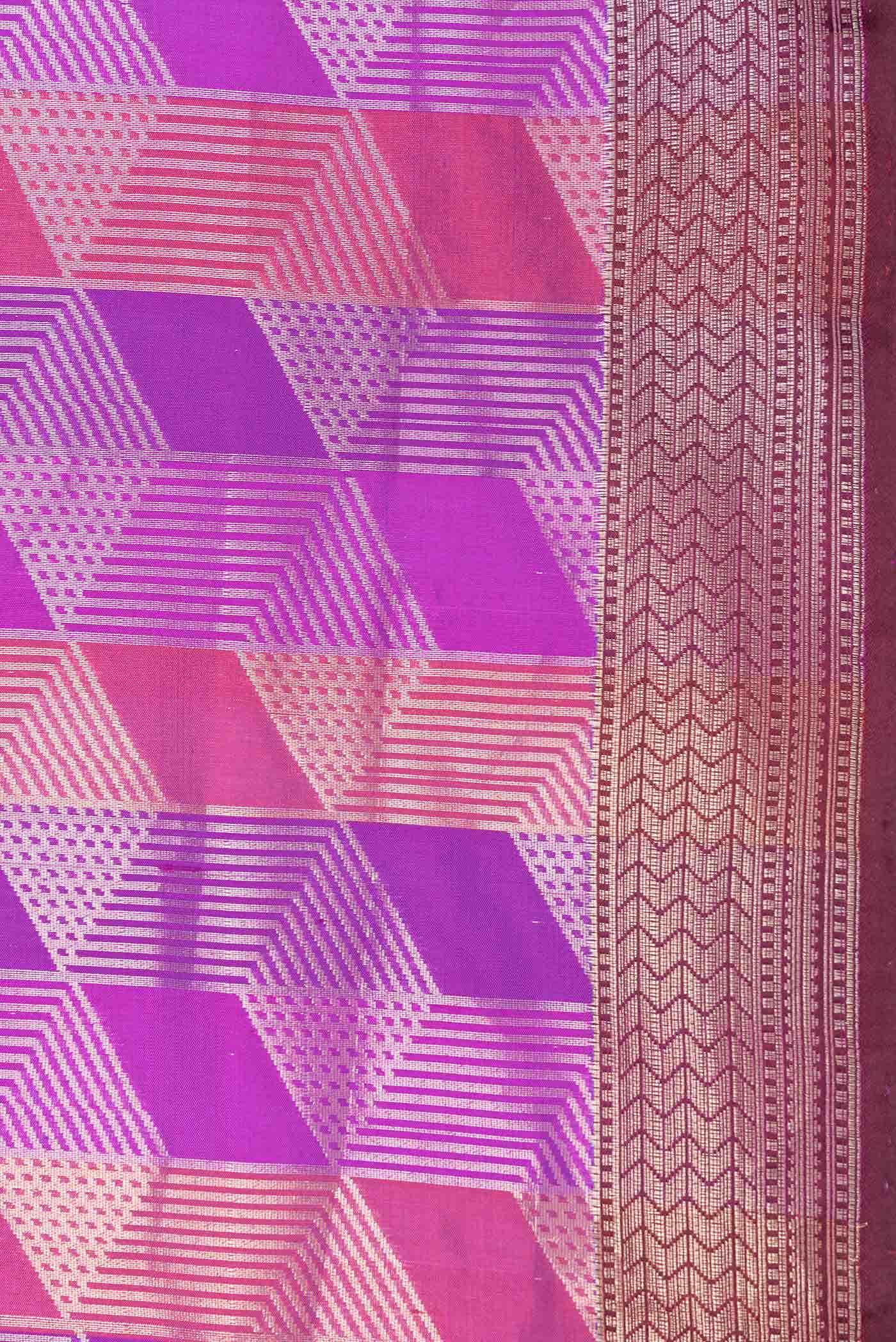 Purple Dual Tone Banarasi Silk Saree - Image 5