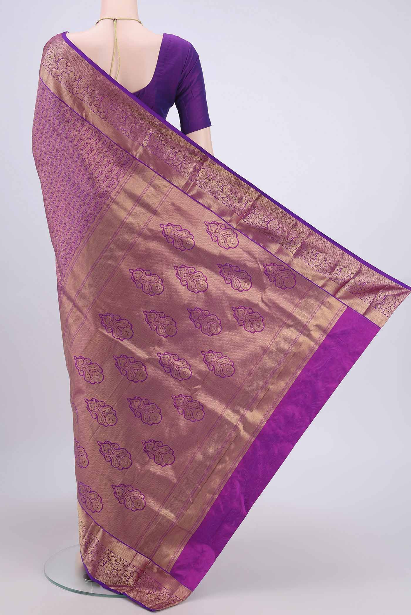Purple Bangalore Silk Saree - Image 3