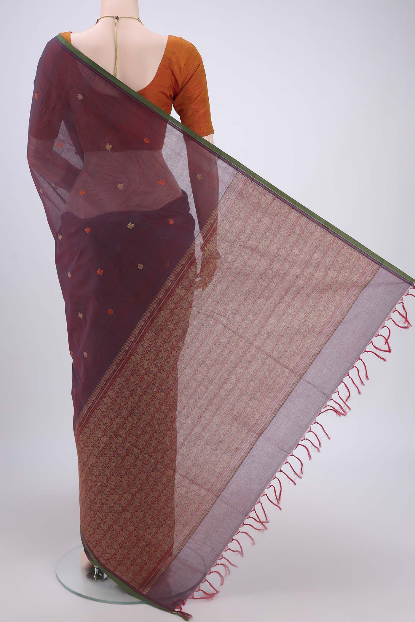 Purple Dual Tone Coimbatore Cotton Saree - Image 3