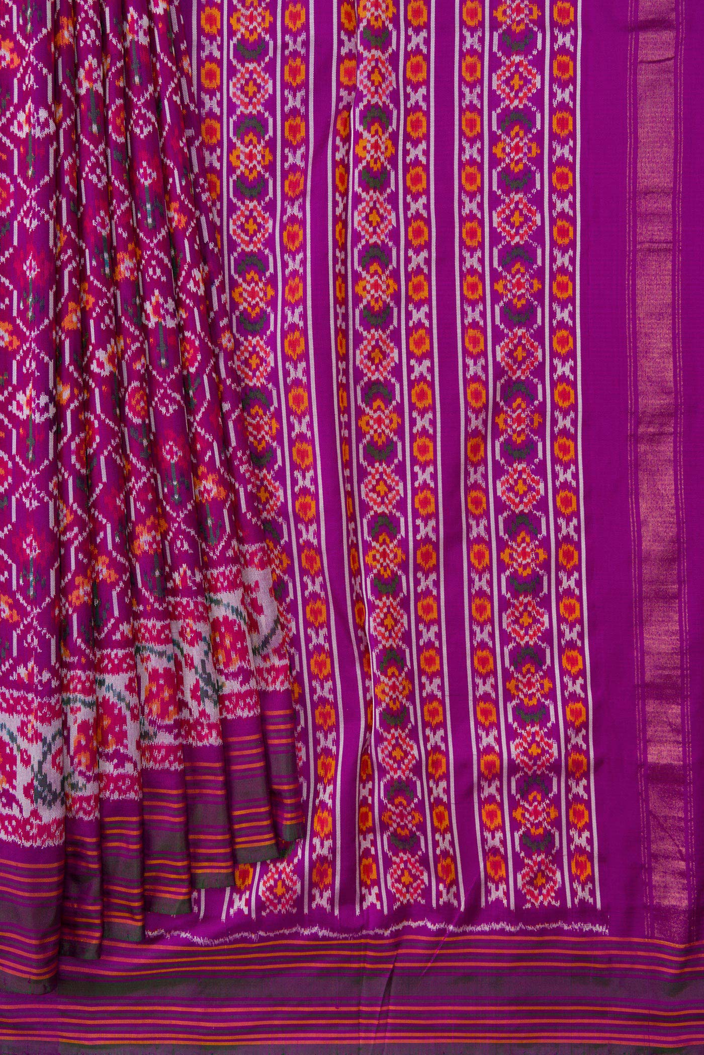 Purple Double Ikat Saree - Image 4