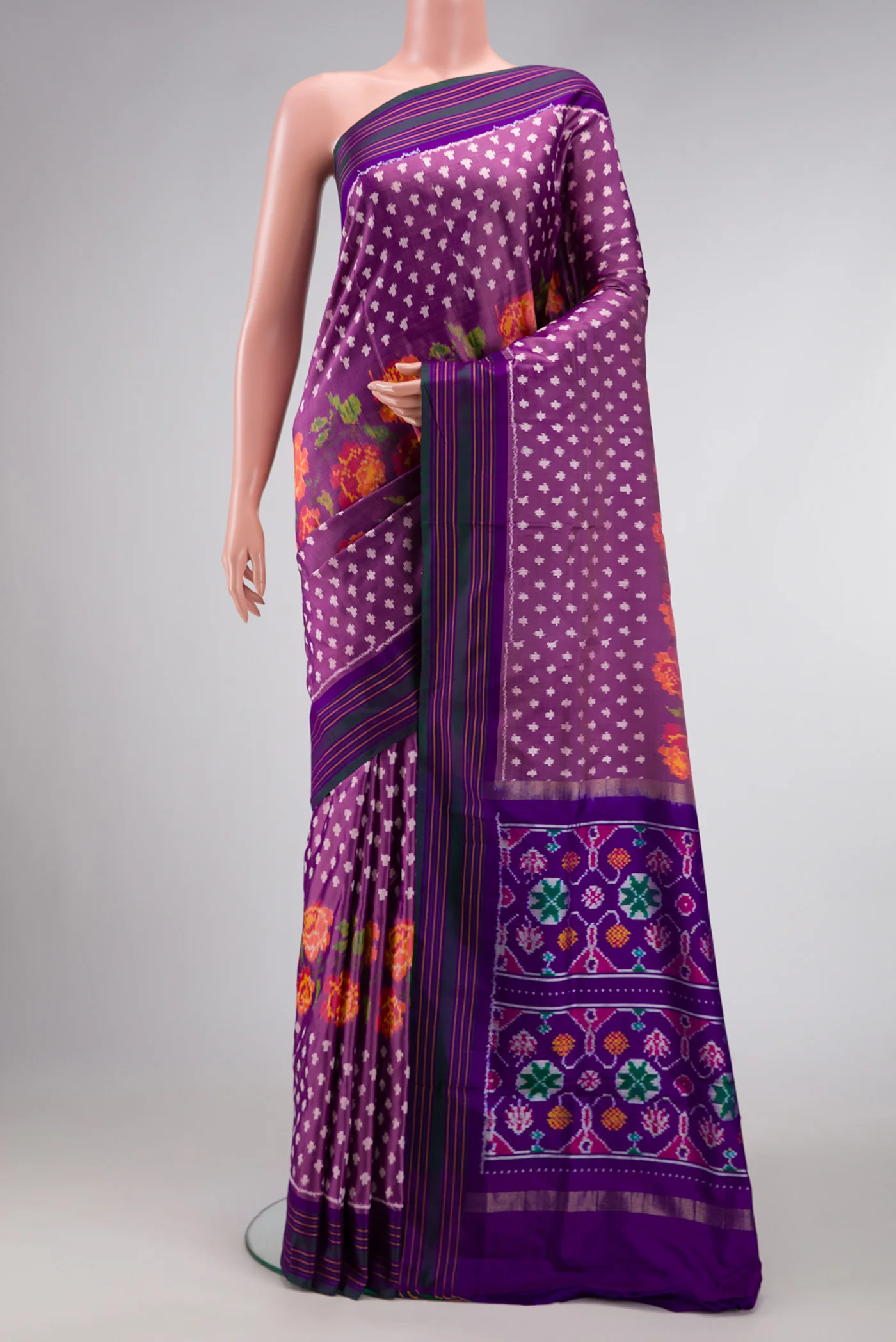 Purple Double Ikat Saree