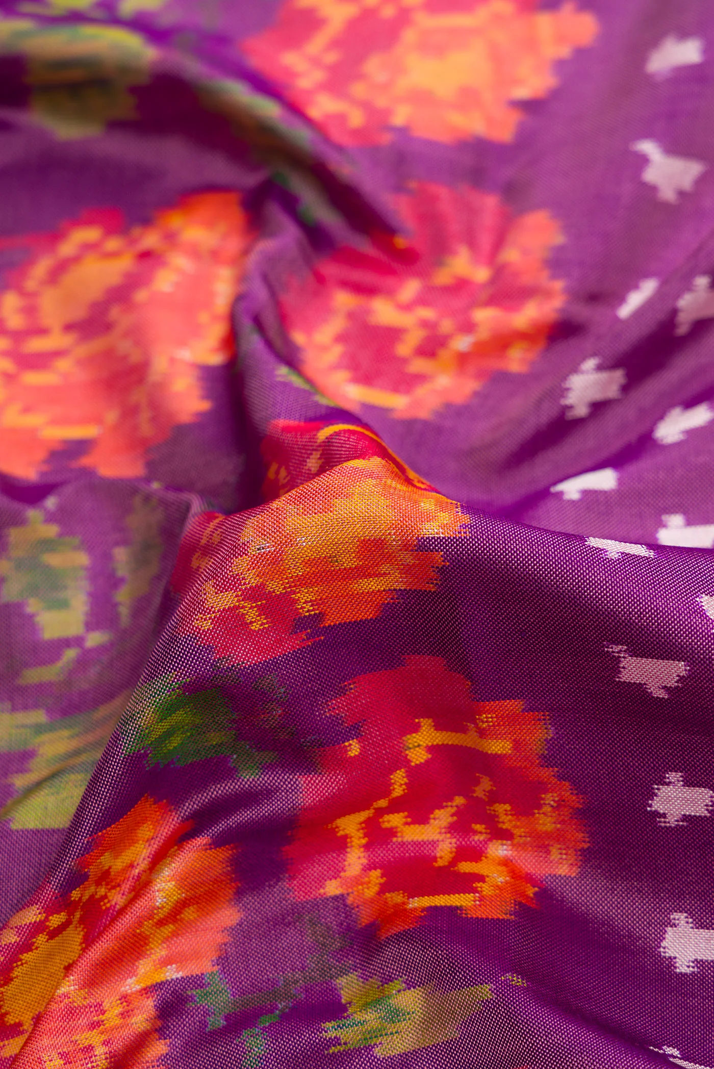 Purple Double Ikat Saree - Image 2