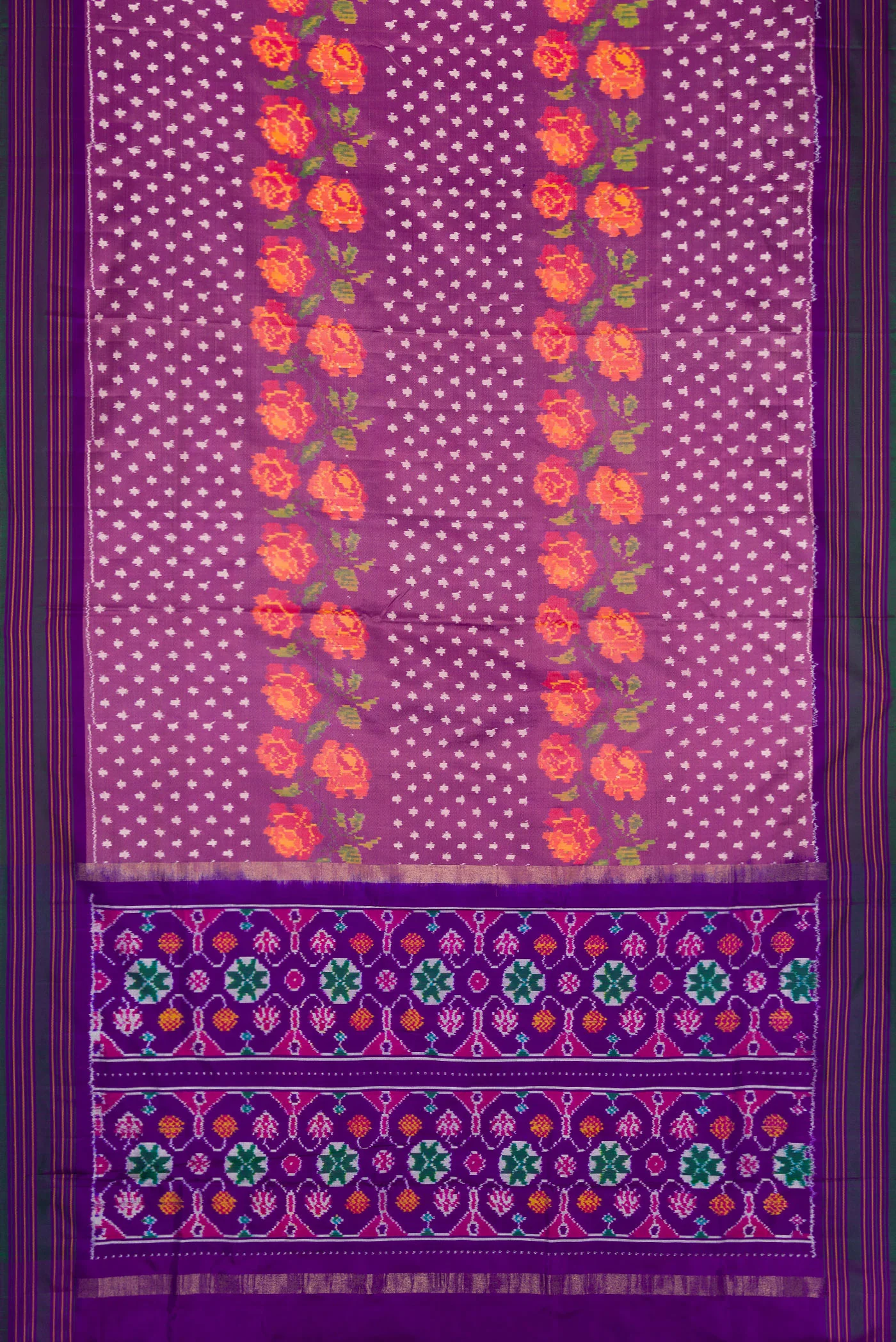Purple Double Ikat Saree - Image 6