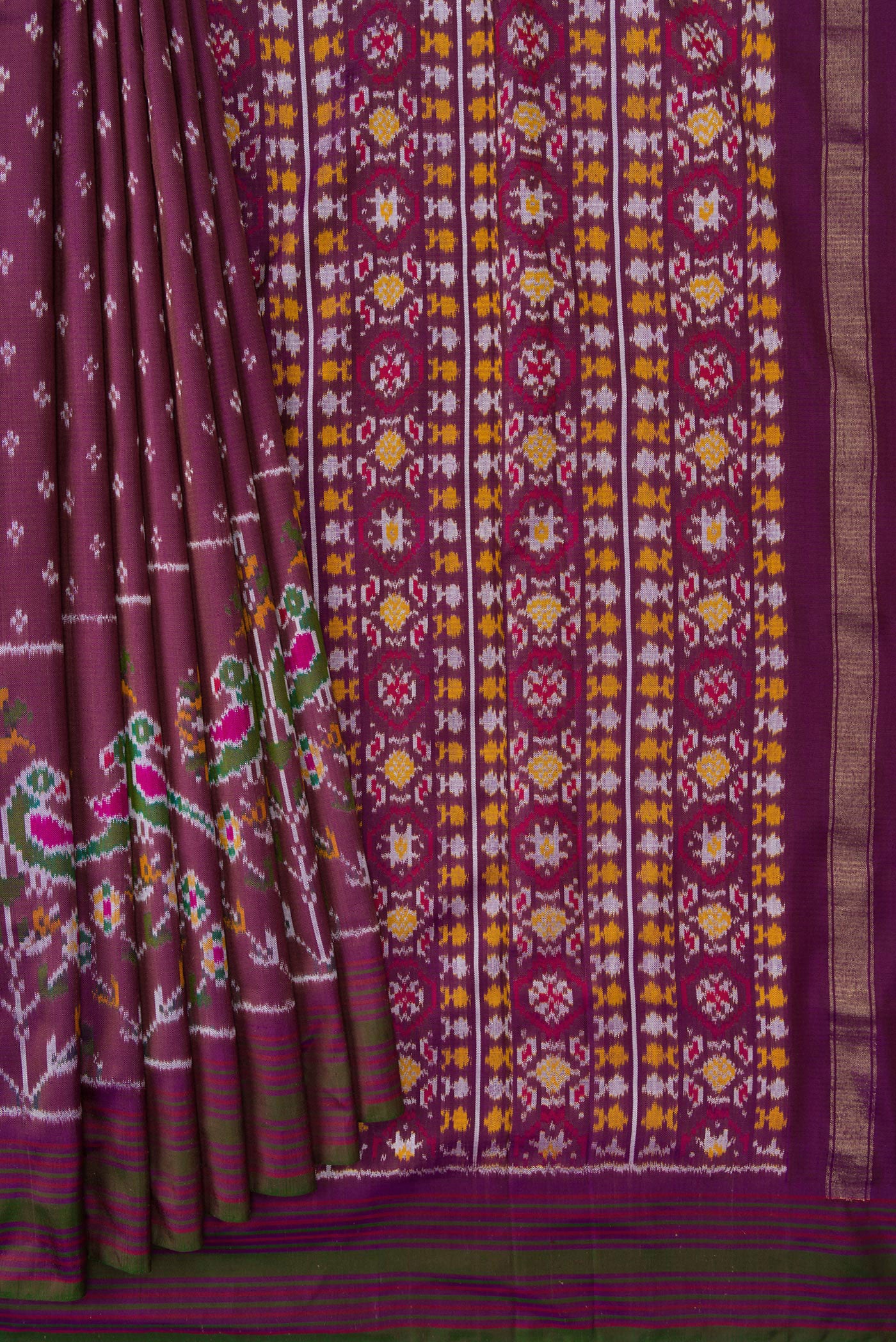 Purple Double Ikat Saree - Image 4
