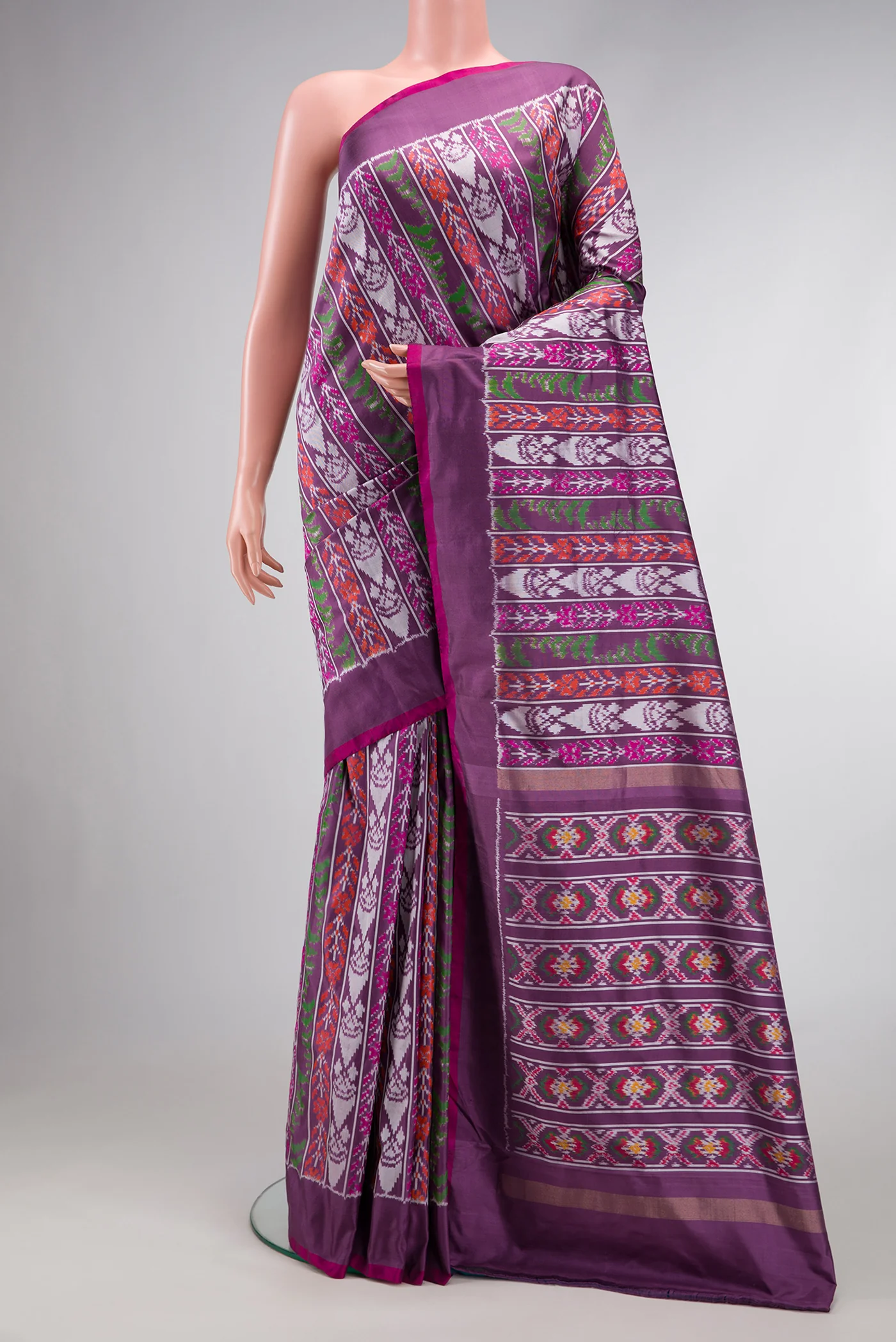 Purple Double Ikat Saree