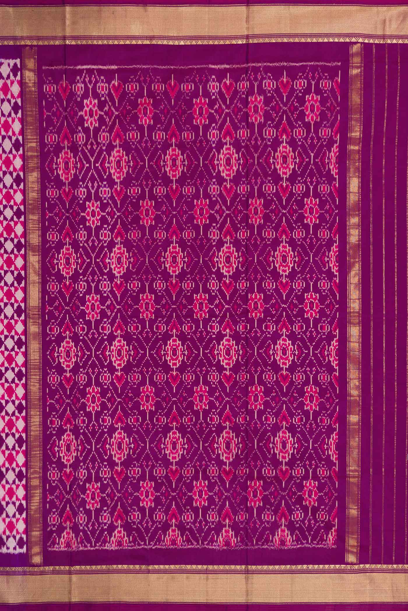 Purple Dual Tone Double Ikat Saree - Image 7