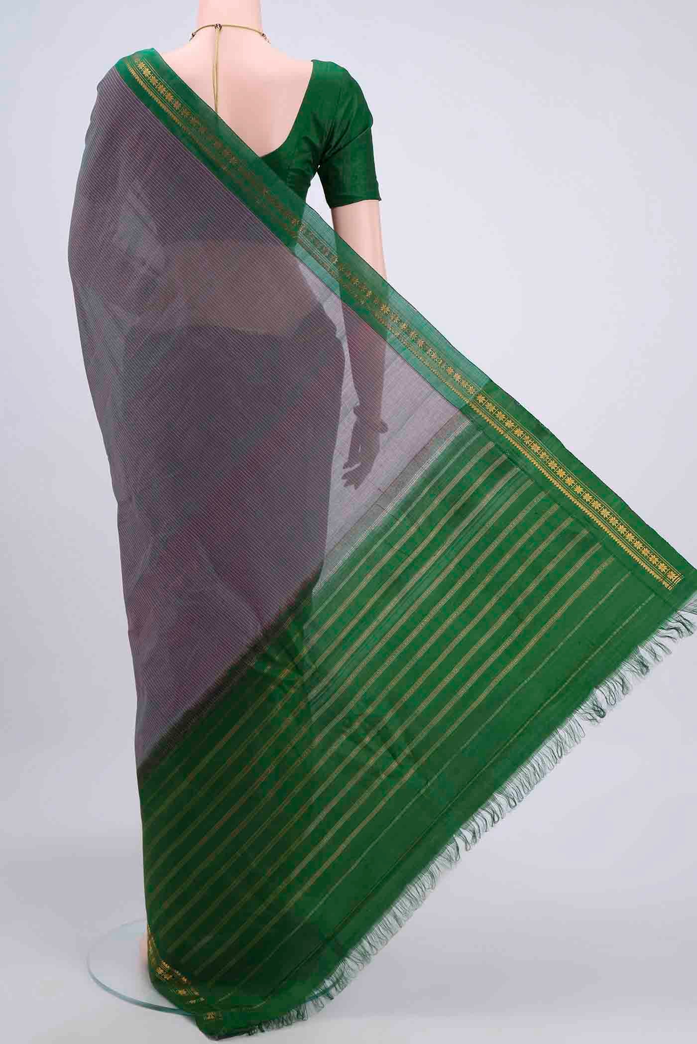Purple Dual Tone Gadwal cotton Saree - Image 3