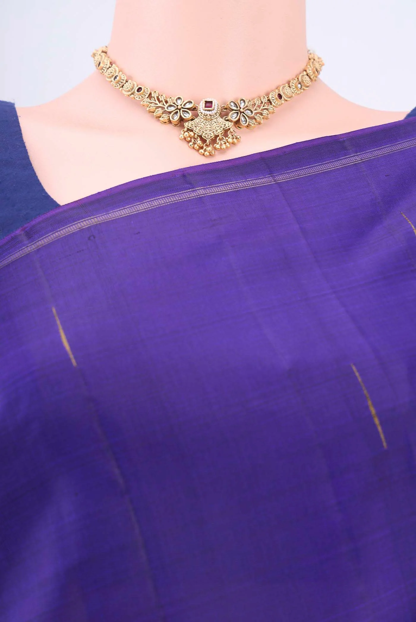 Purple Dual Tone Kanjivaram Saree - Image 2