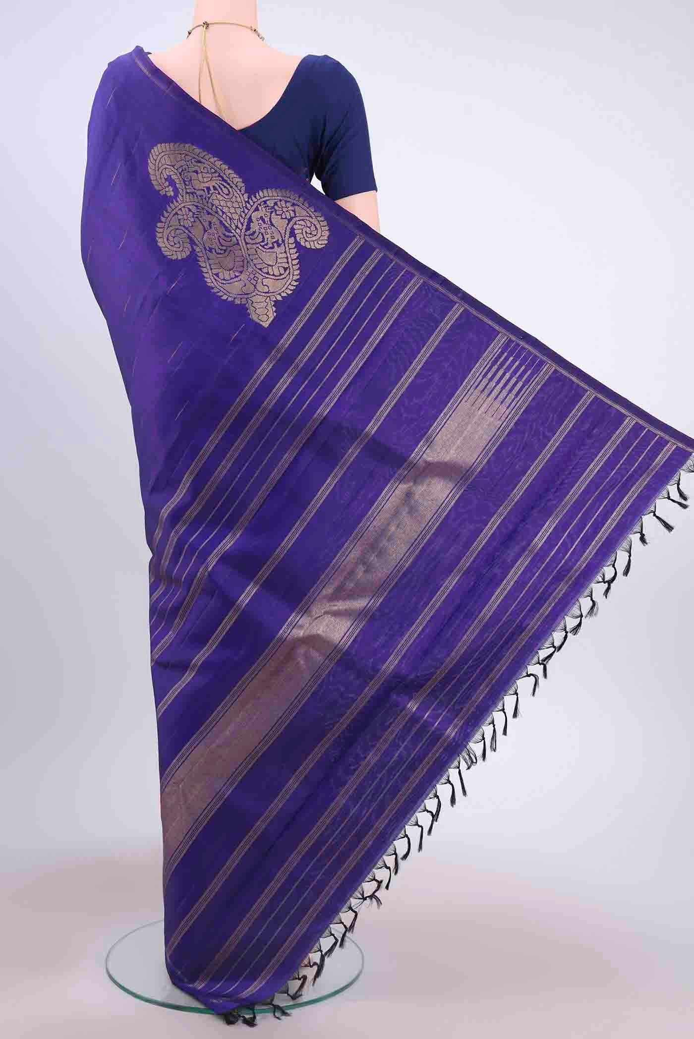 Purple Dual Tone Kanjivaram Saree - Image 3