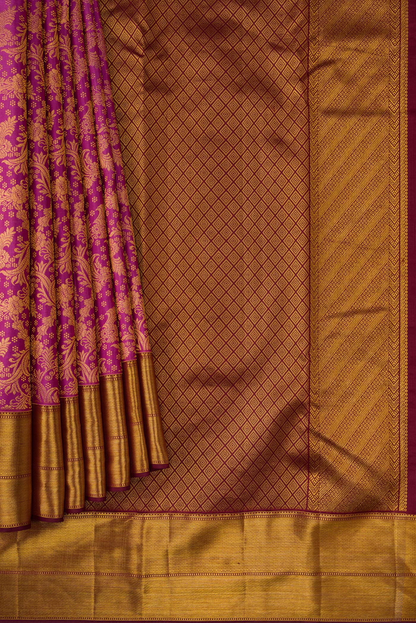 Magenta Kanchipuram Silk Saree - Image 4