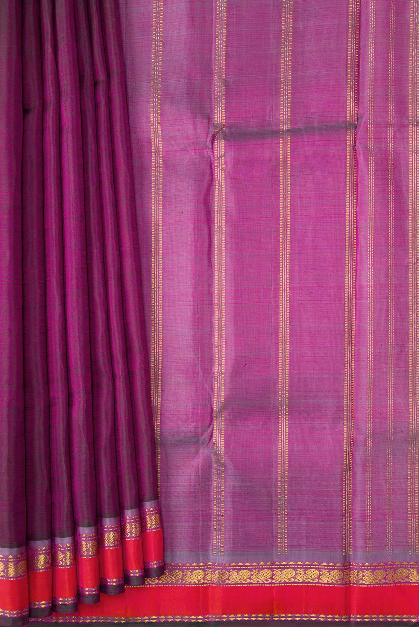 Purple Dual Tone Kanjivaram Silk Saree - Image 4