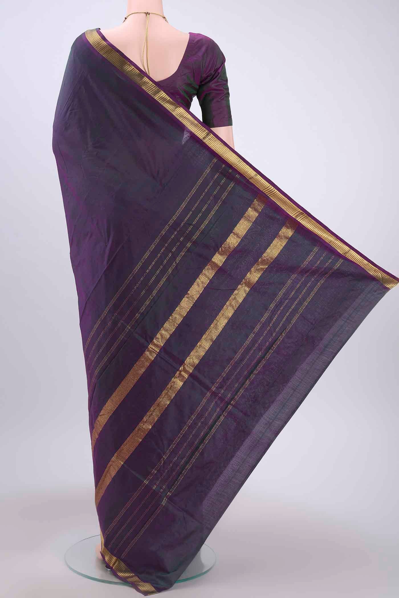 Purple Dual Tone Kanchipuram Silk Saree - Image 3