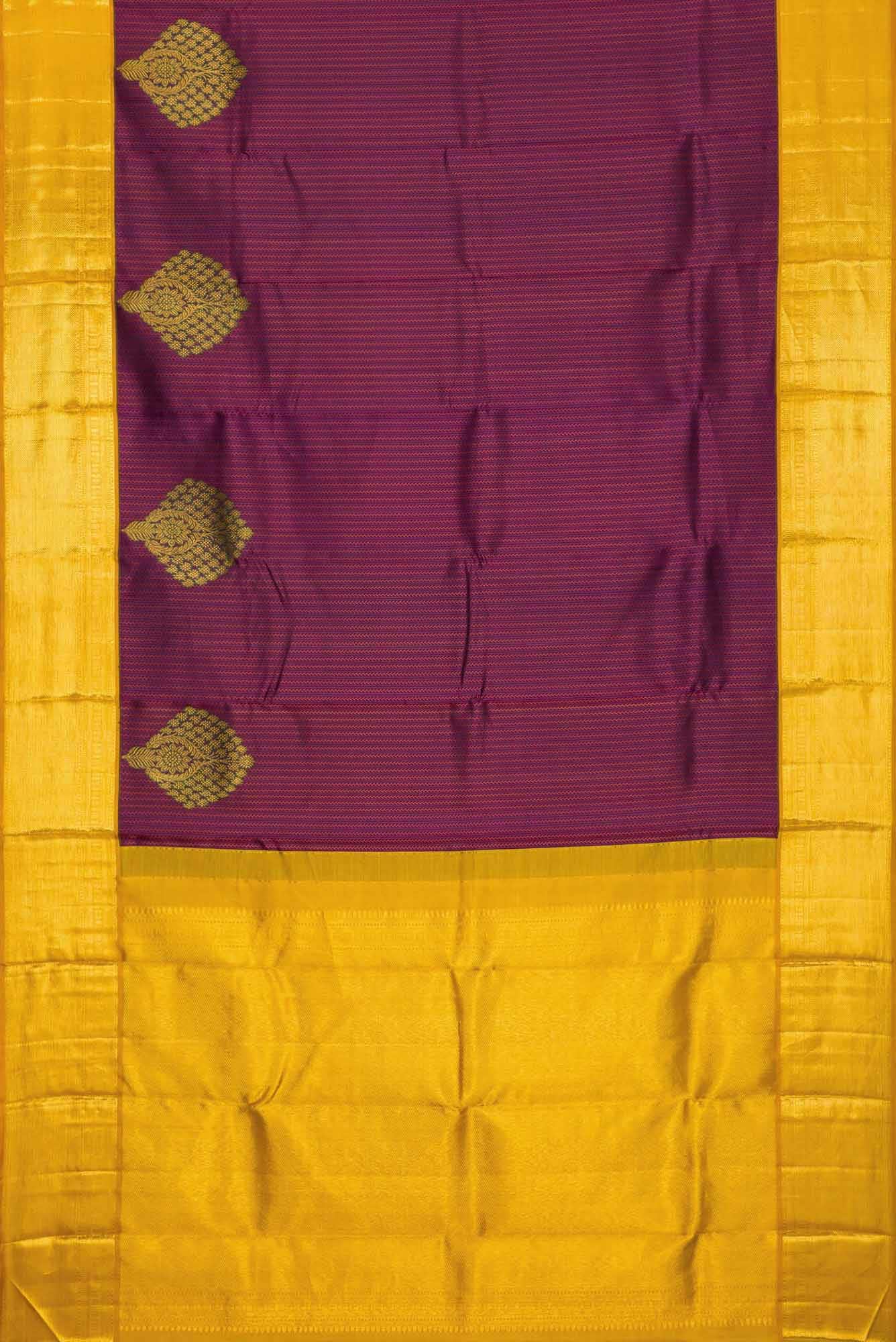 Purple Dual Tone Kanjivaram Silk Saree - Image 4