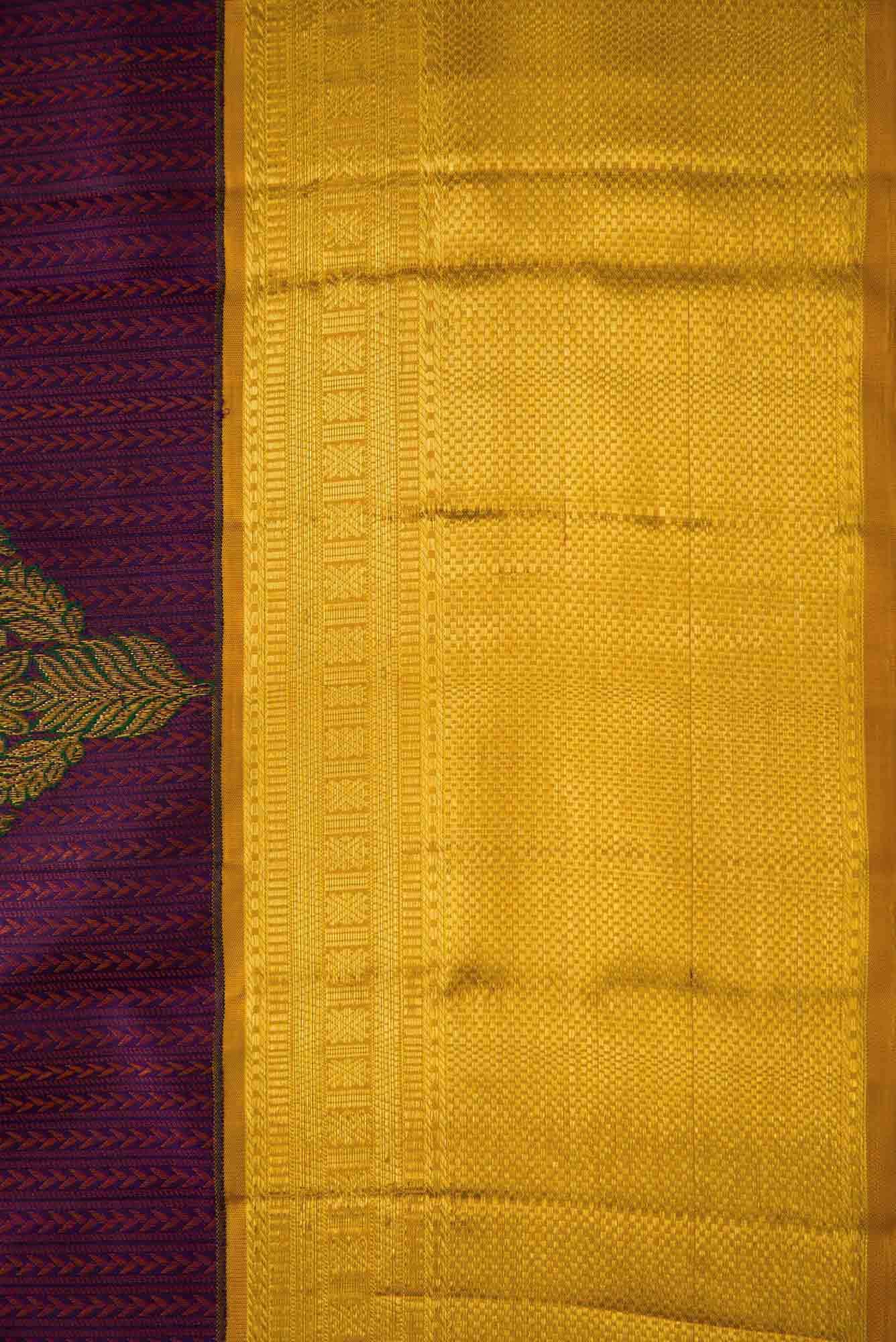 Purple Dual Tone Kanjivaram Silk Saree - Image 5