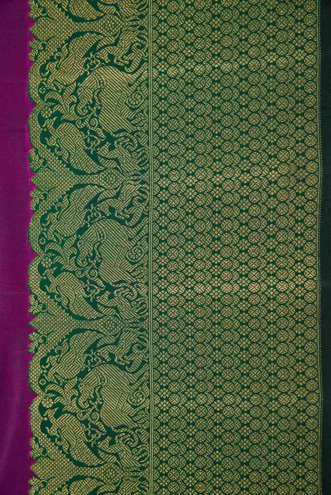 Pure Silk Pure Zari Purple Dual Tone Kanjivaram Saree - Image 5