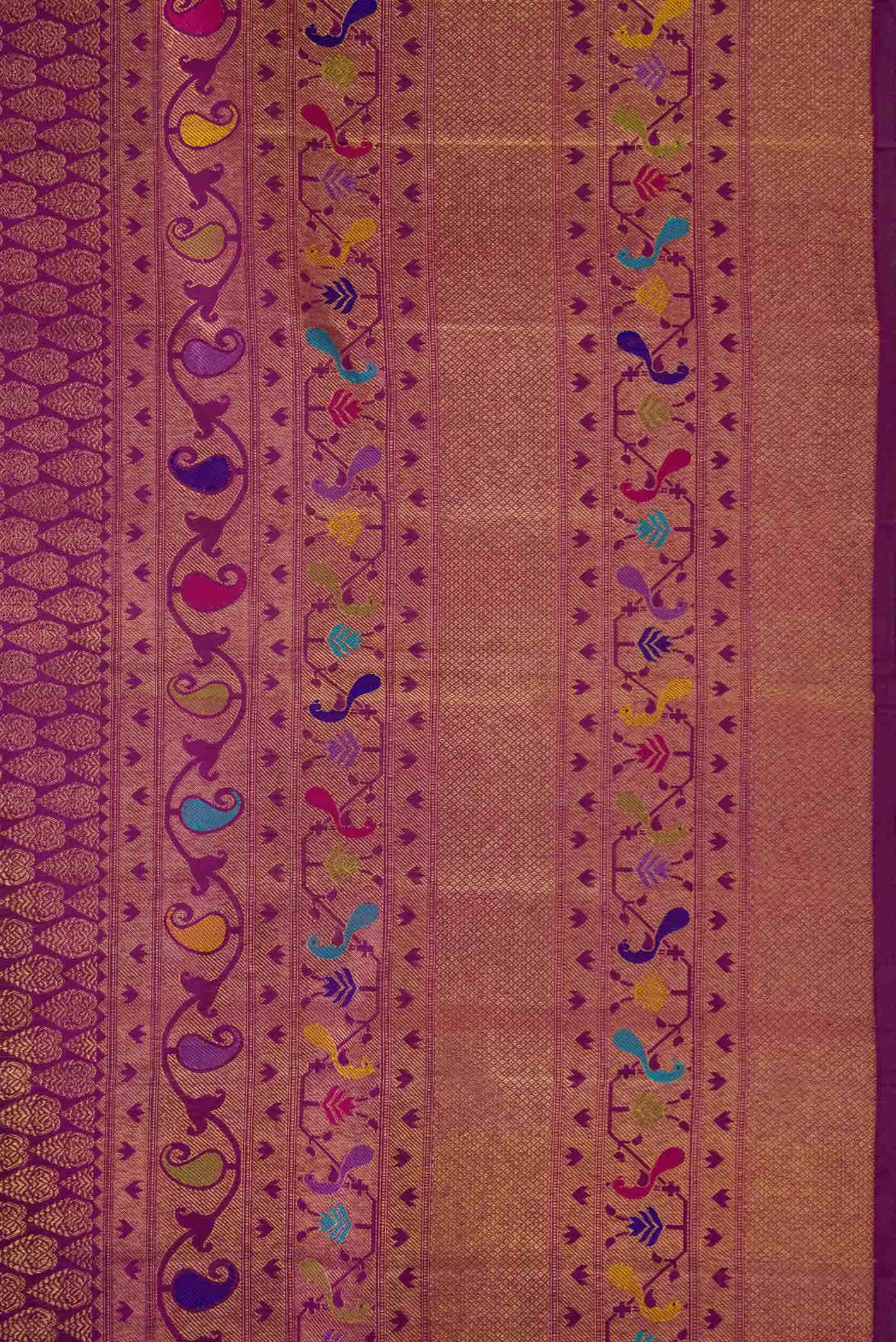 Purple Dual Tone Kanjivaram Silk Saree - Image 6