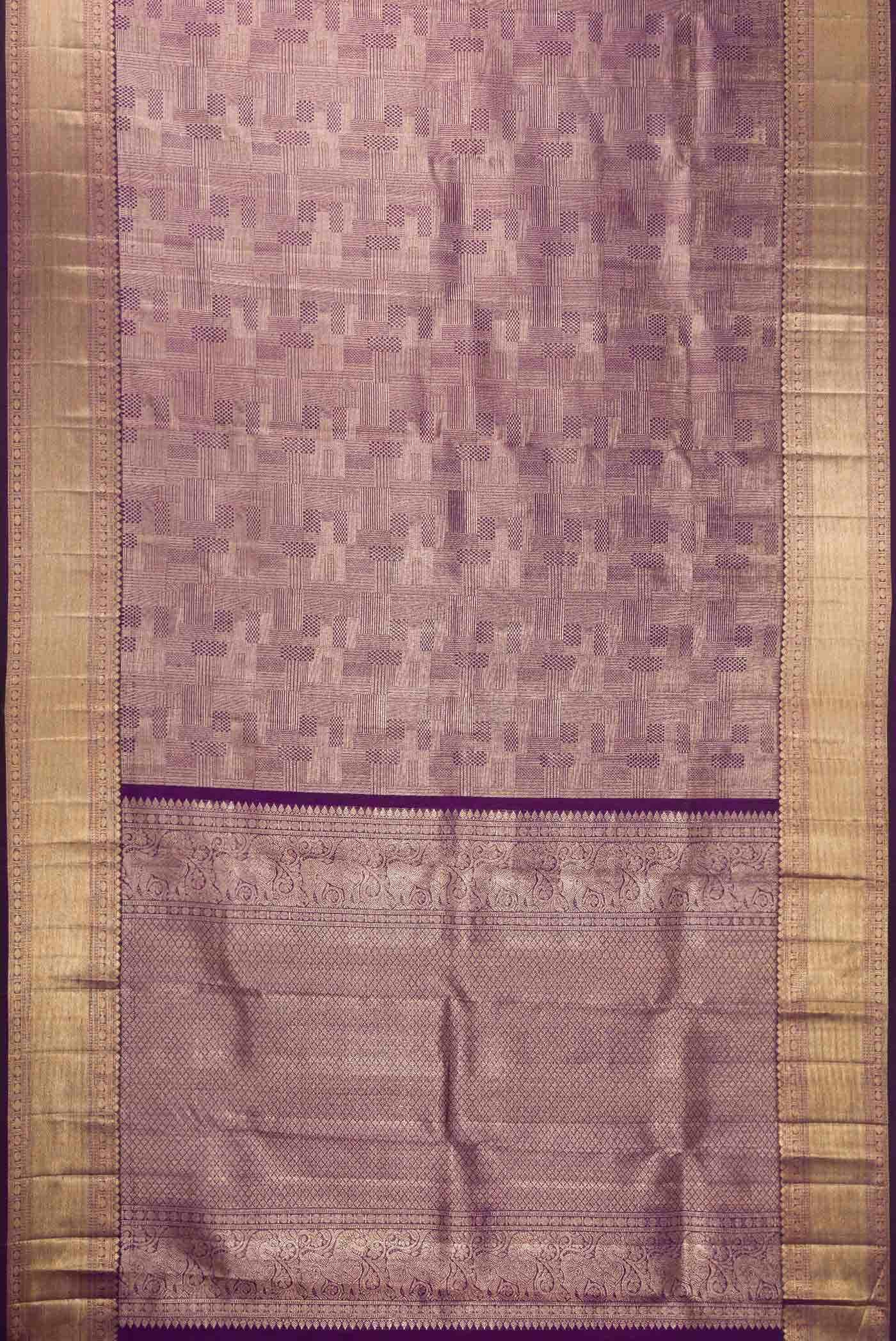 Purple Dual Tone Kanchipuram Silk Saree - Image 4