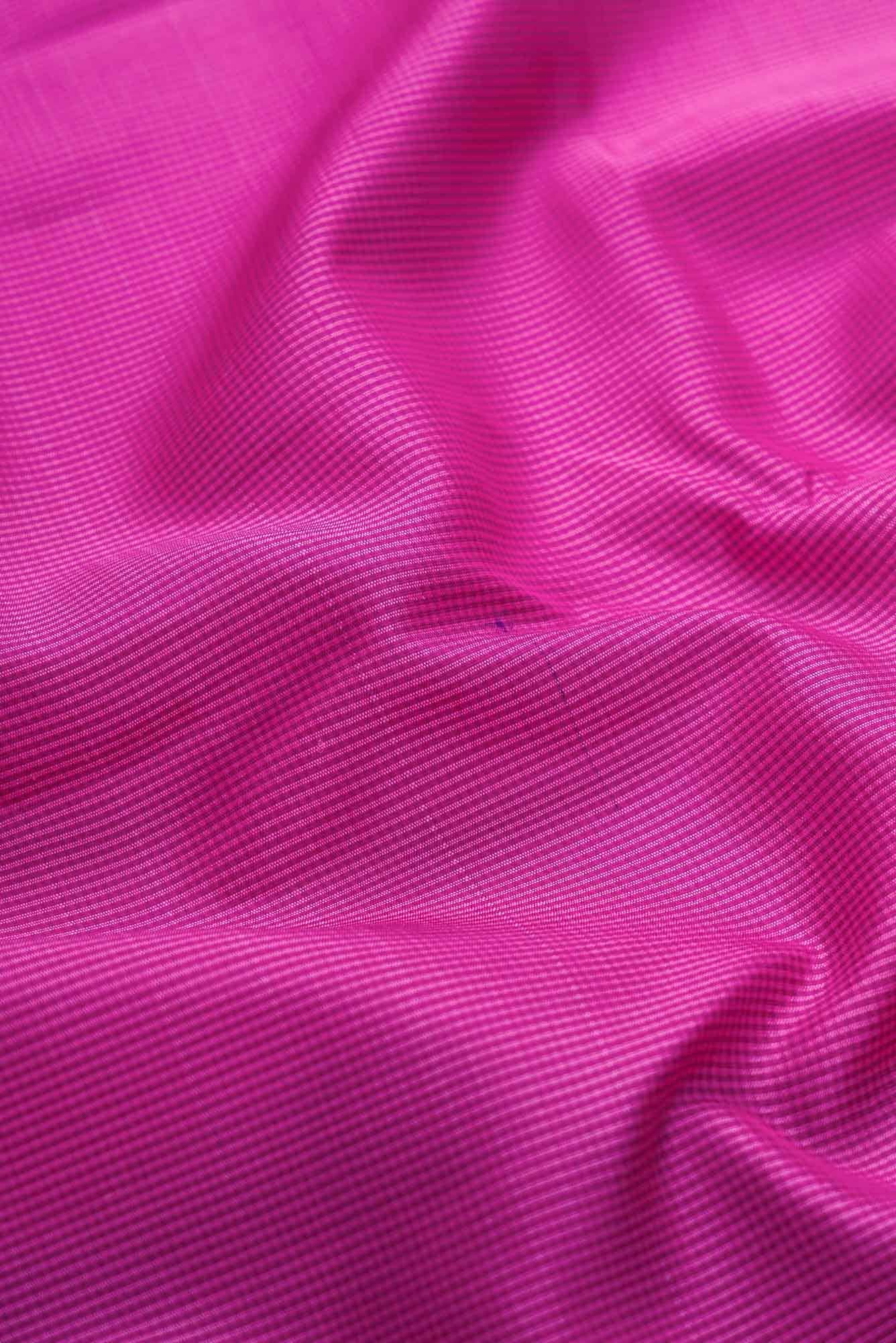Pure Silk Pure Zari Light Magenta Kanjivaram Saree - Image 3