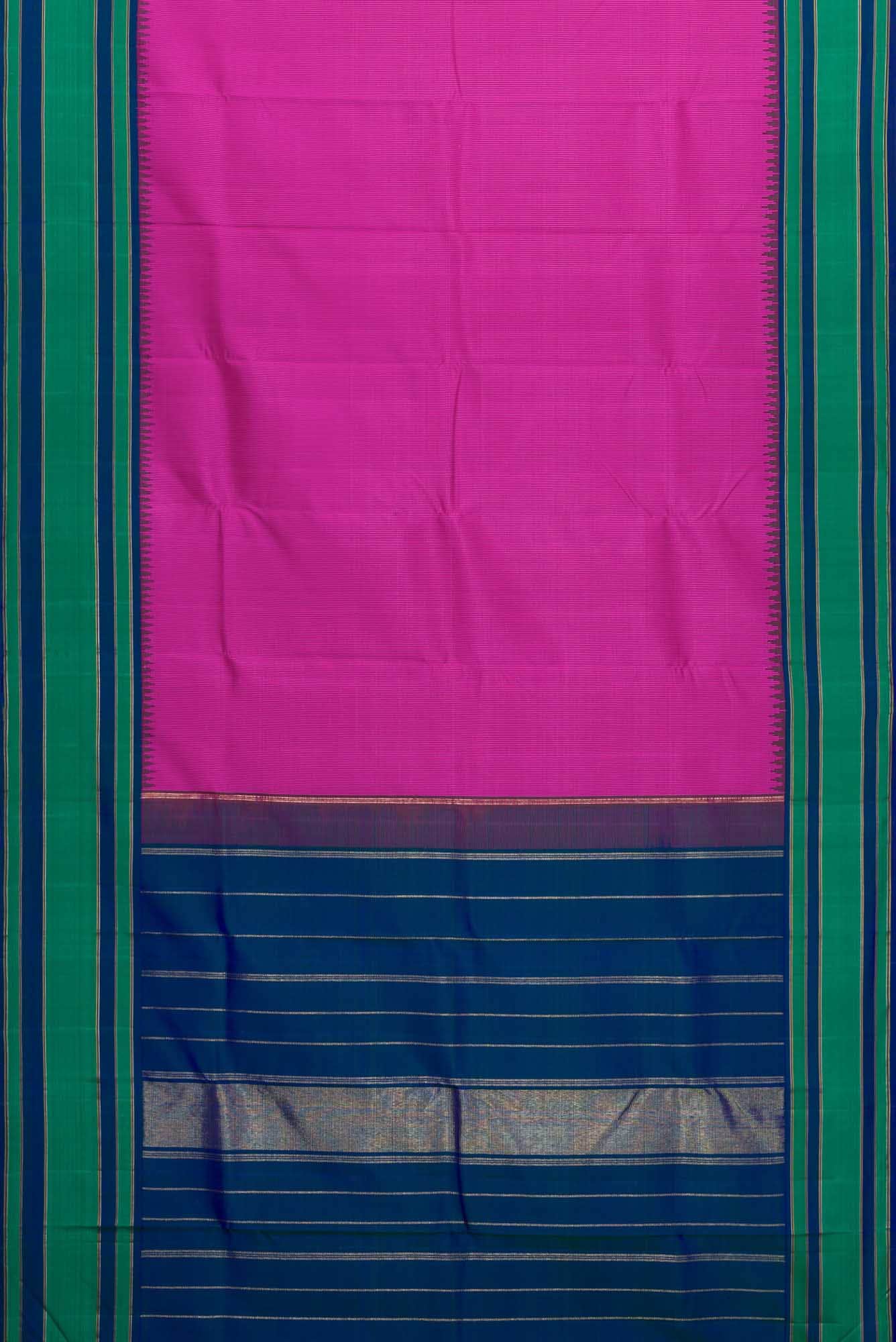 Pure Silk Pure Zari Light Magenta Kanjivaram Saree - Image 4
