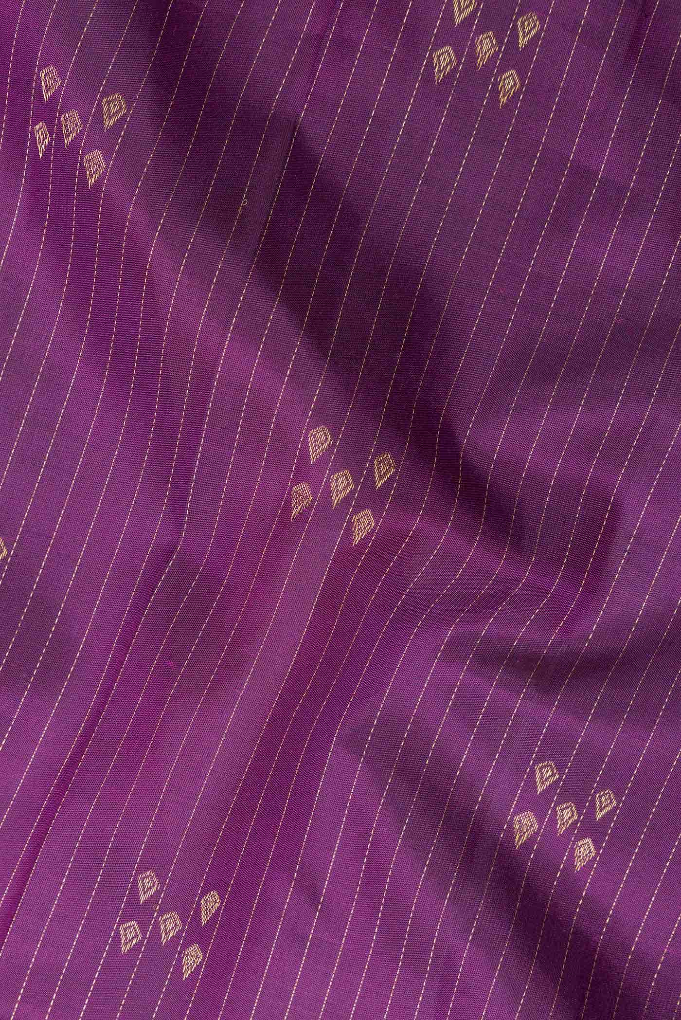 Pure Silk Pure Zari Purple Dual Tone Kanjivaram Saree - Image 3