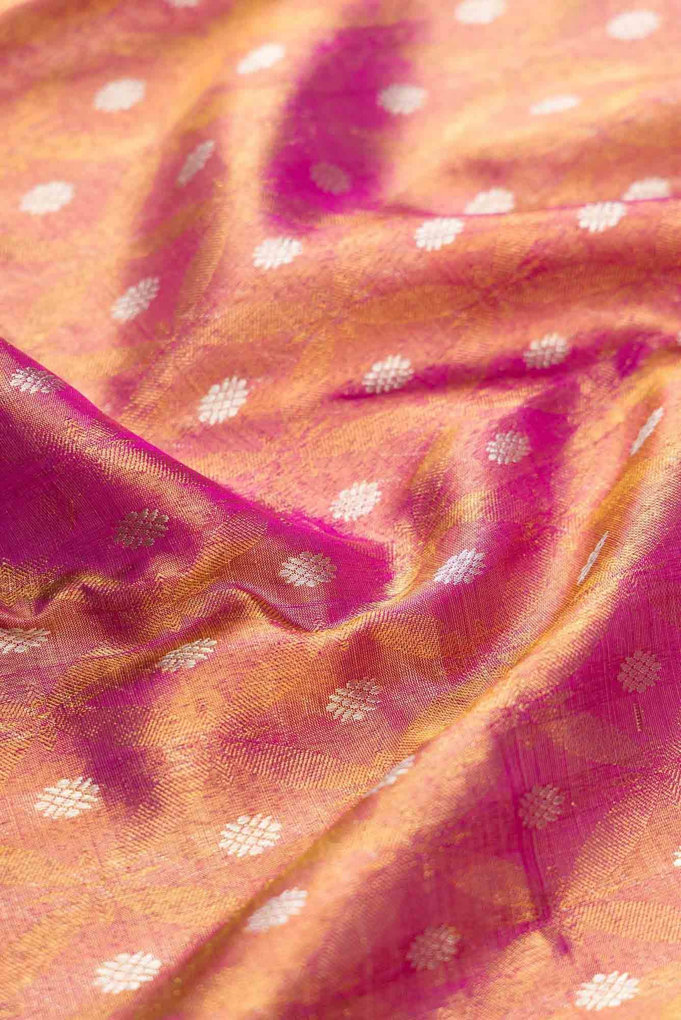 Purple Dual Tone Kanchipuram Tissue Silk Saree - Image 3