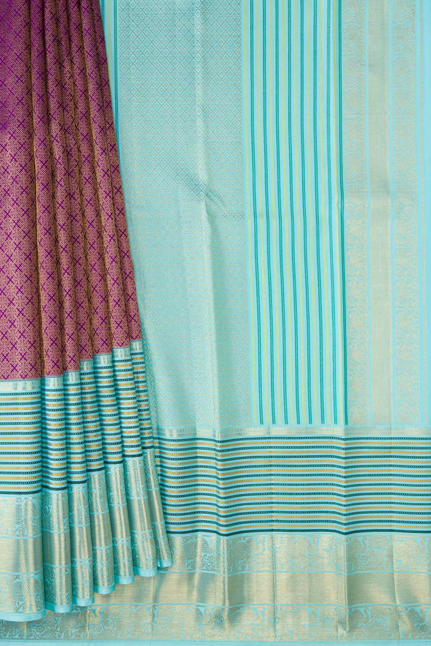 Violet Kanjivaram Silk Saree - Image 4