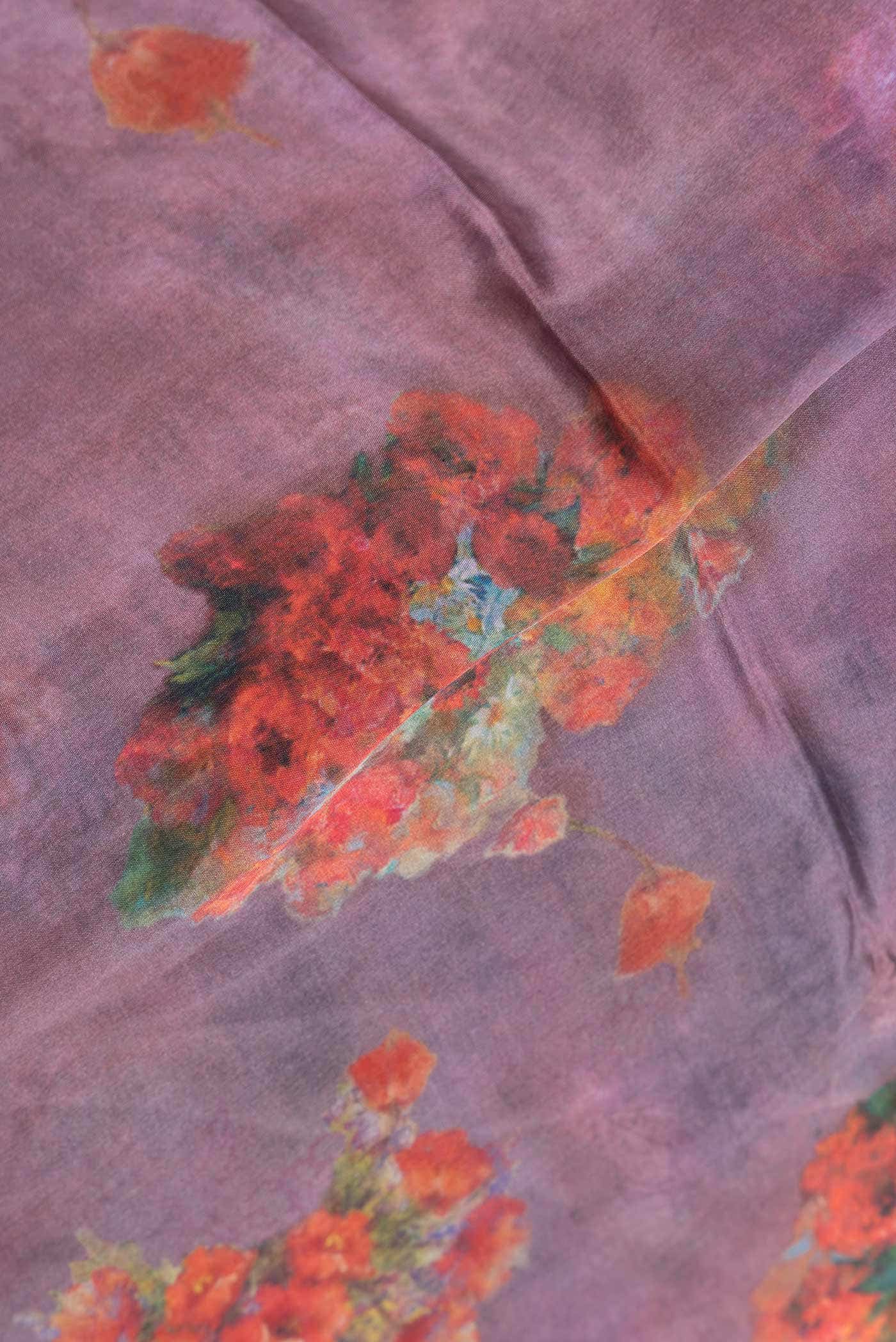 Purple Dual Tone Mysore Crepe Saree - Image 3