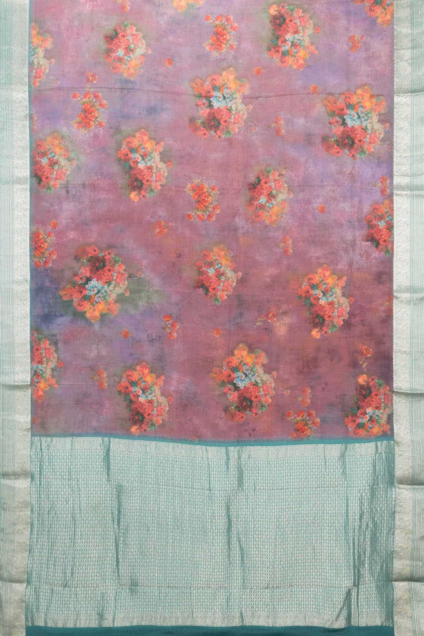 Purple Dual Tone Mysore Crepe Saree - Image 4