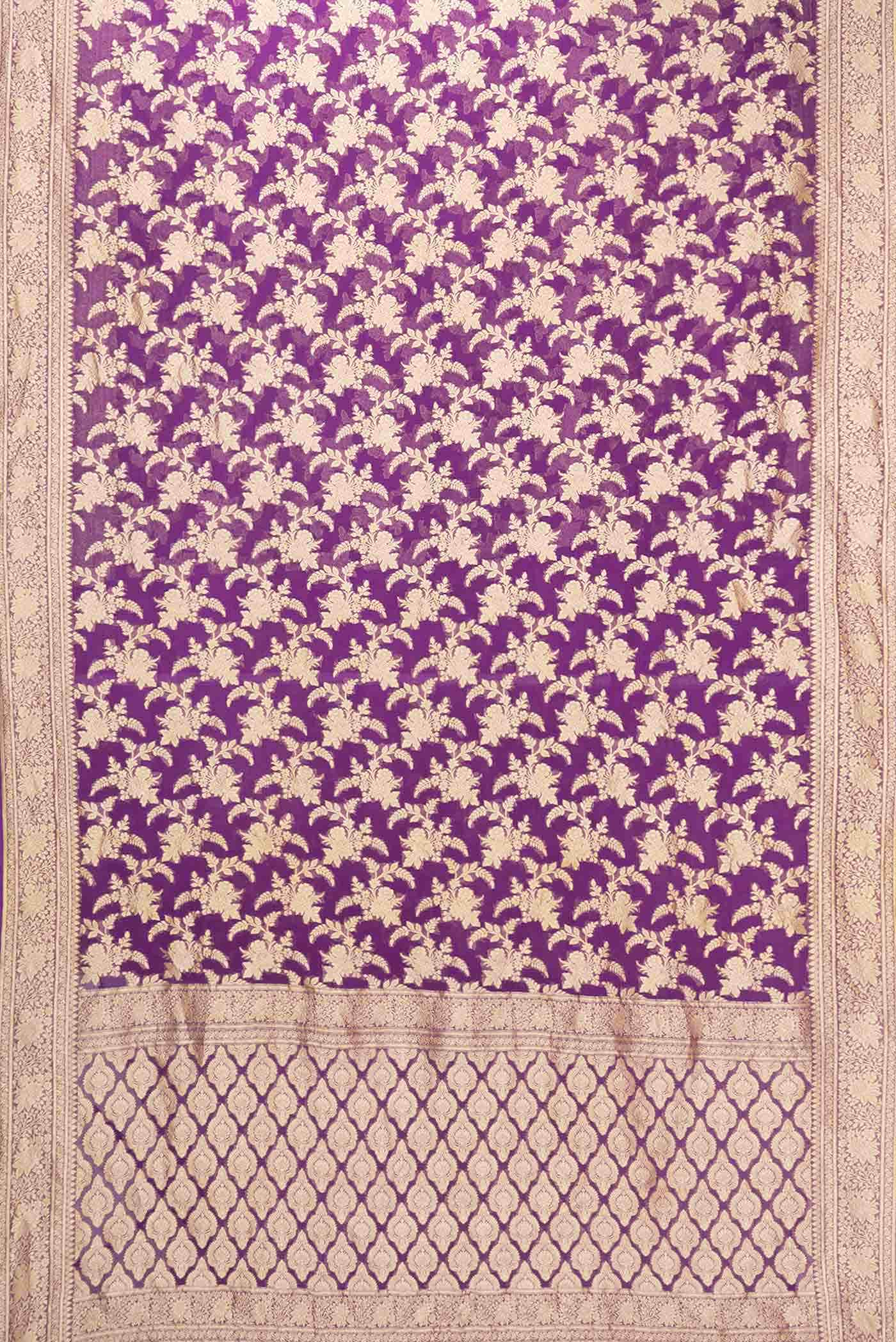Purple Dual Tone Mysore Georgette Saree - Image 4