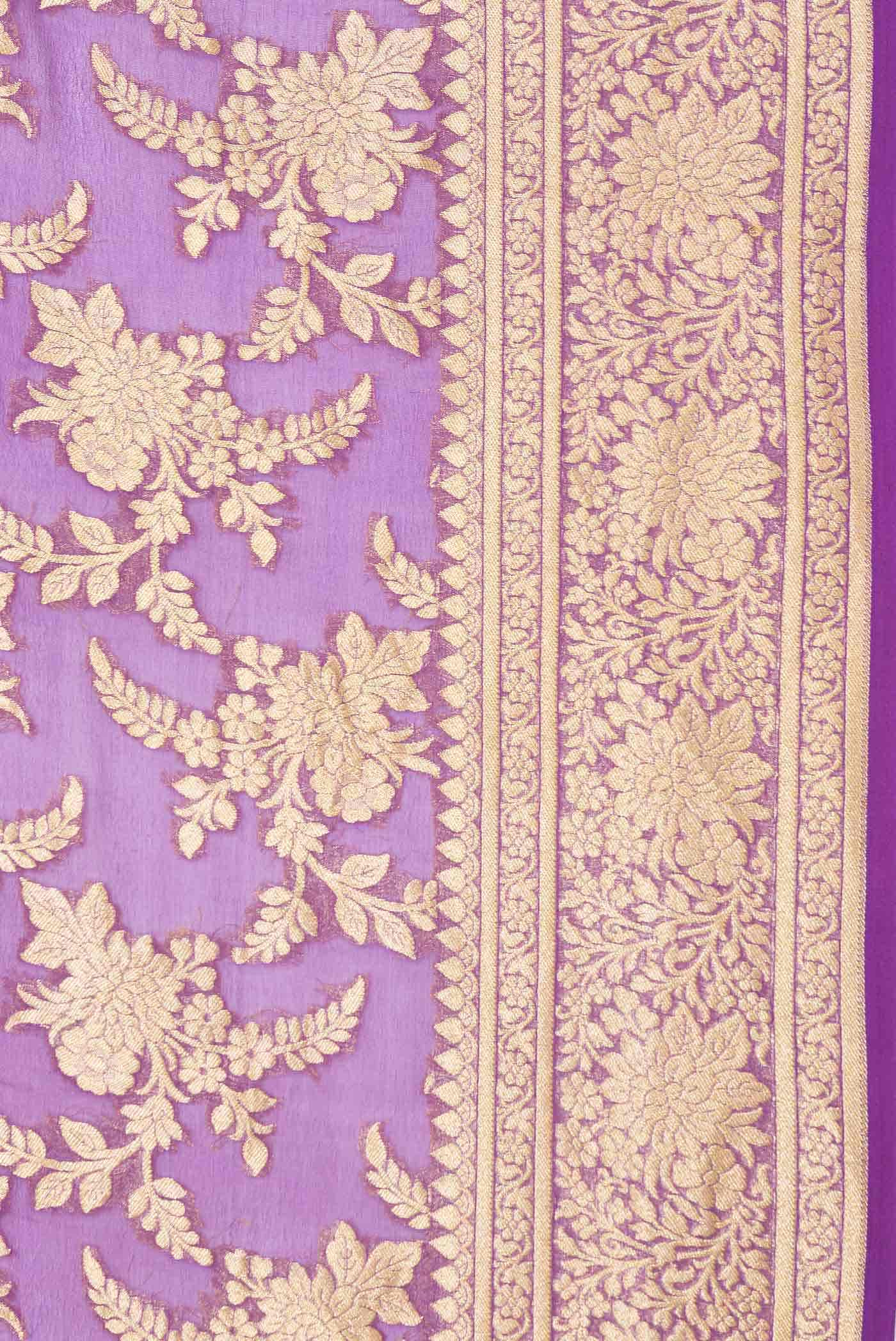 Purple Dual Tone Mysore Georgette Saree - Image 5