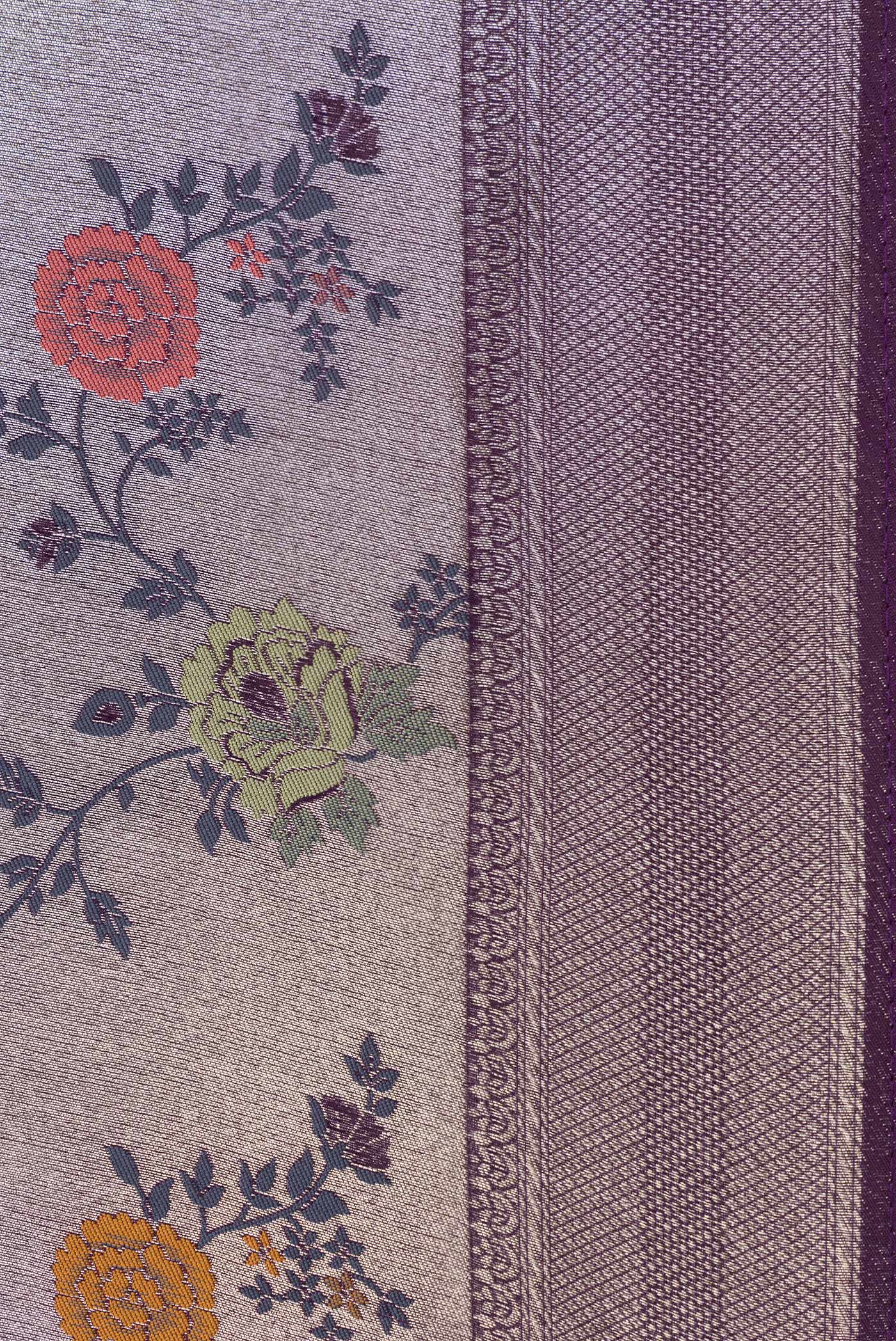 Purple Dual Tone Banarasi Silk Saree - Image 3